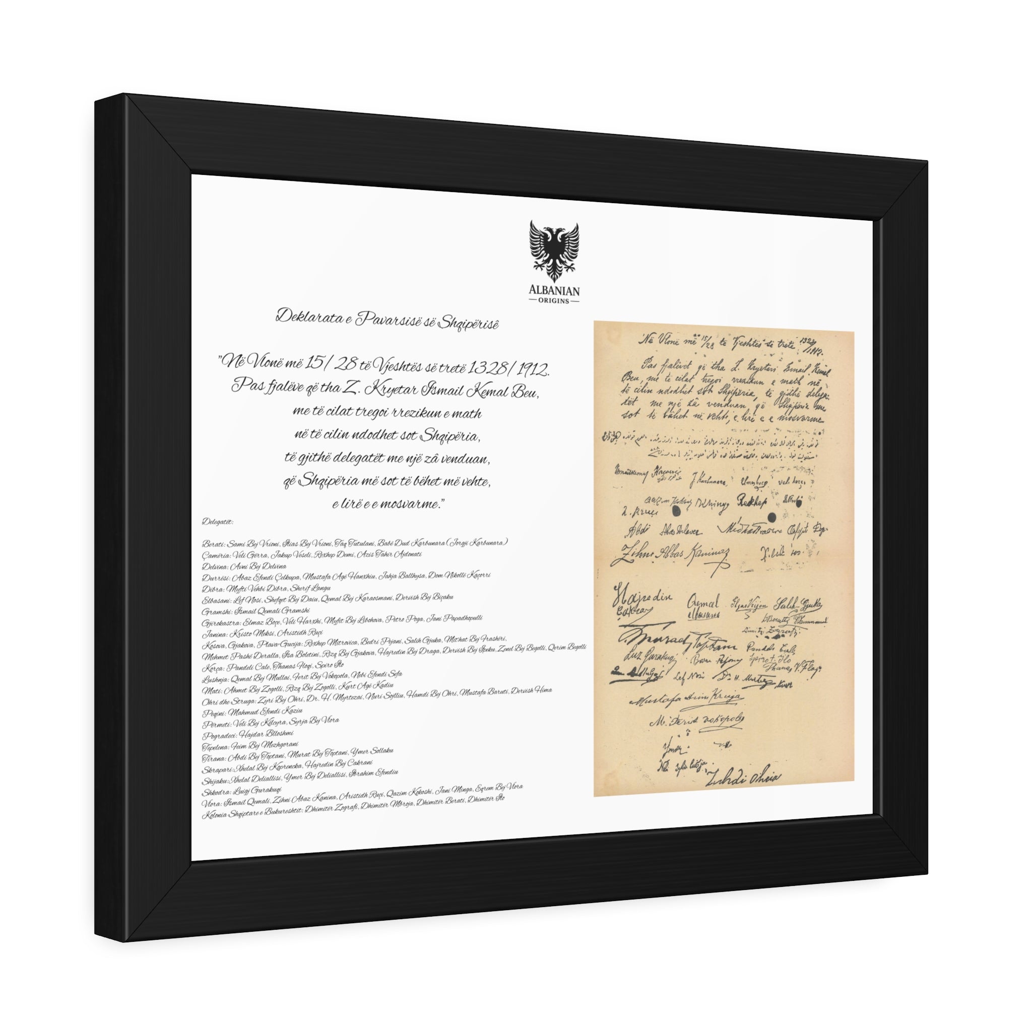 Albanian Origins - Deklarata e Pavarsise se Shqiperise - Framed Paper Posters
