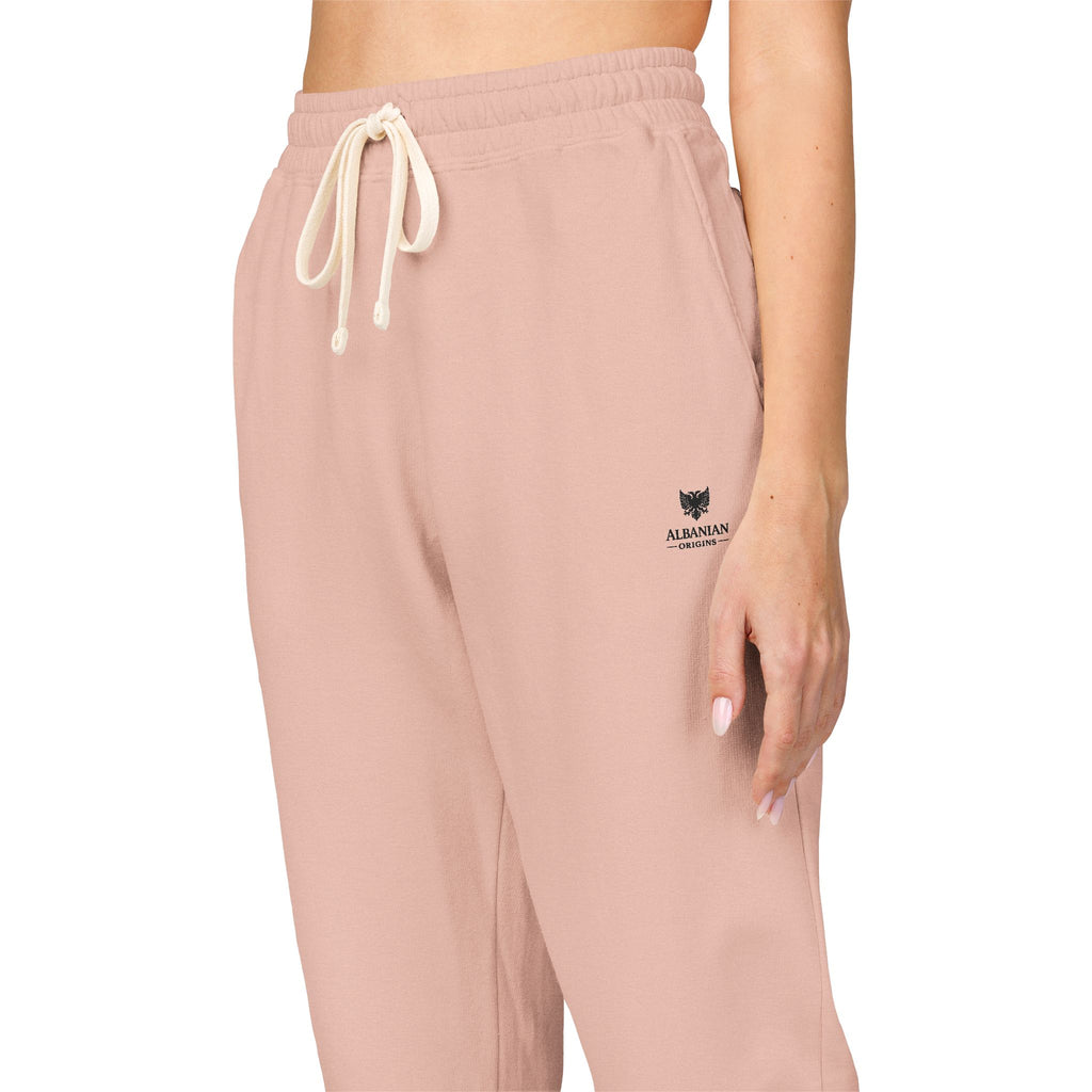 Unisex Garment-Dyed Fleece Sweatpants - Albanian Origins Eagle Design