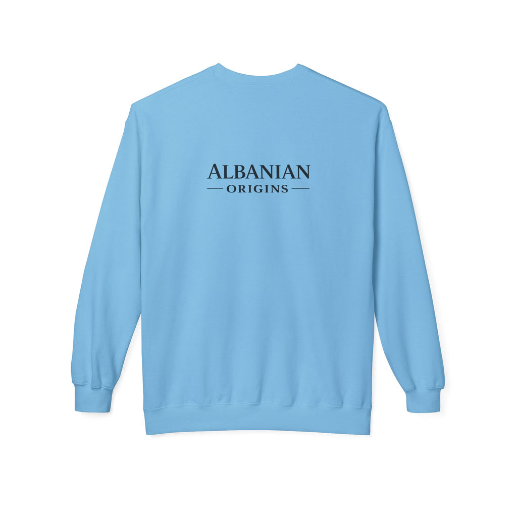 Unisex Midweight Softstyle Fleece Crewneck Sweatshirt - Tribal Eagle Design - Albanian Origins