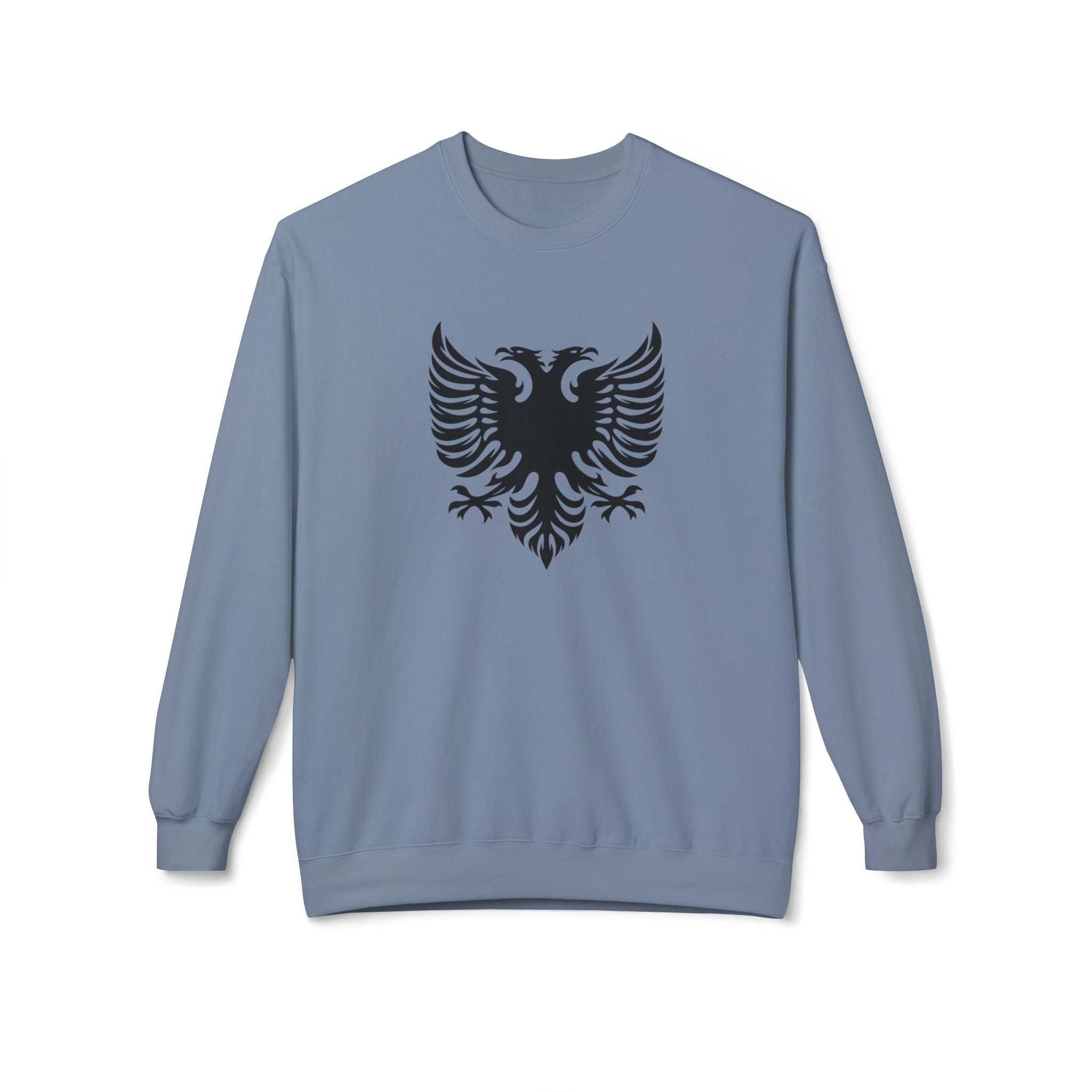 Unisex Midweight Softstyle Fleece Crewneck Sweatshirt - Tribal Eagle Design - Albanian Origins