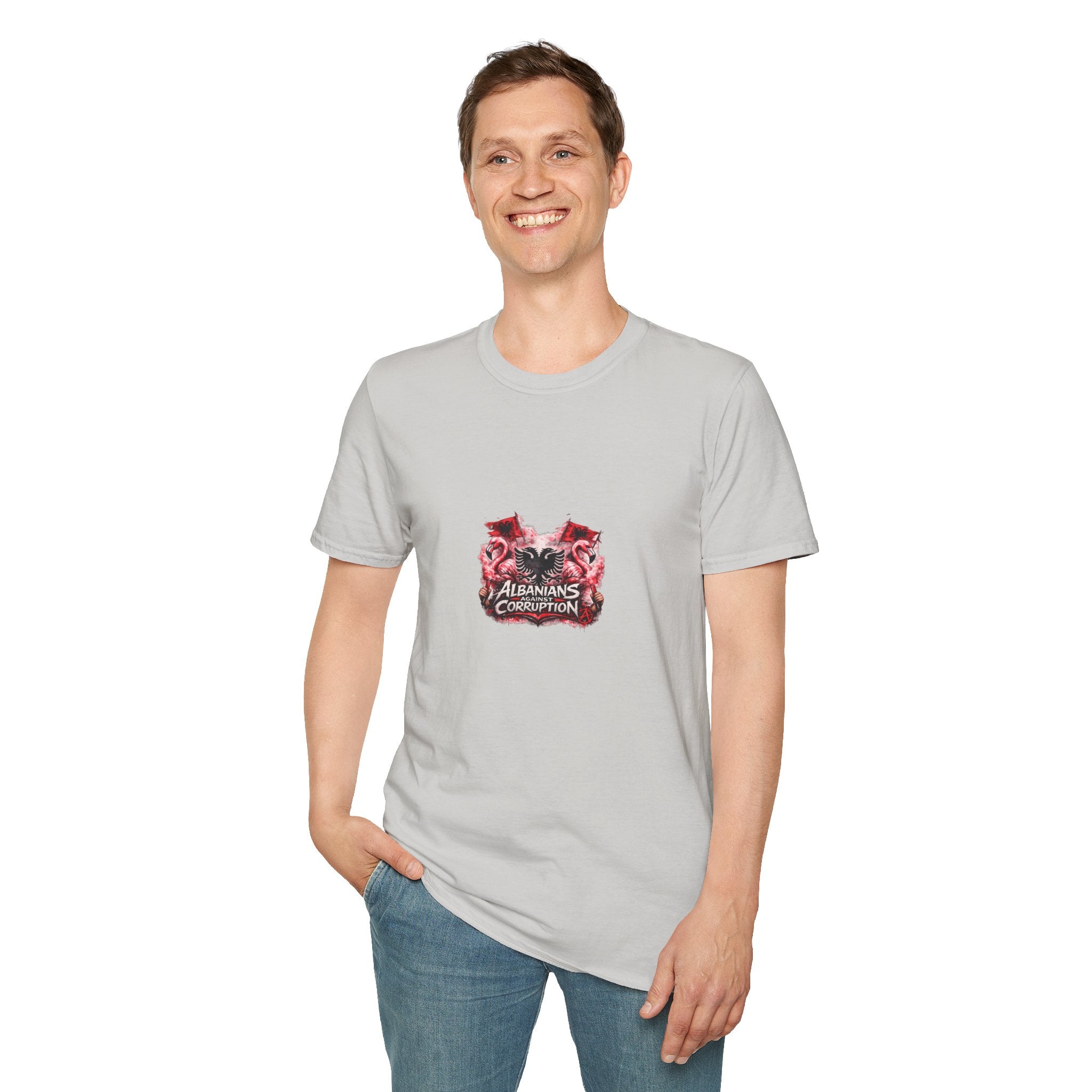 Unisex Softstyle T-Shirt - Albanians Against Corruption - Albanian Origins