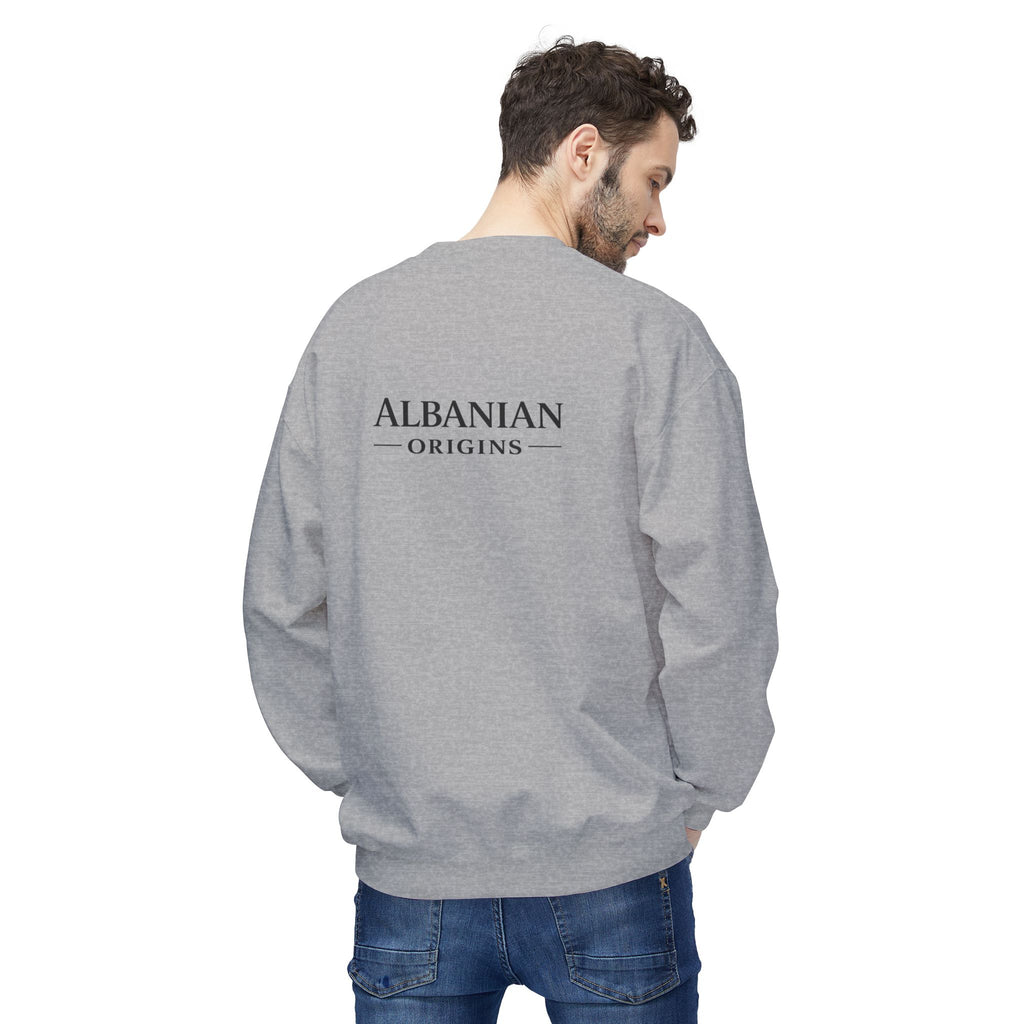 Unisex Midweight Softstyle Fleece Crewneck Sweatshirt - Tribal Eagle Design - Albanian Origins
