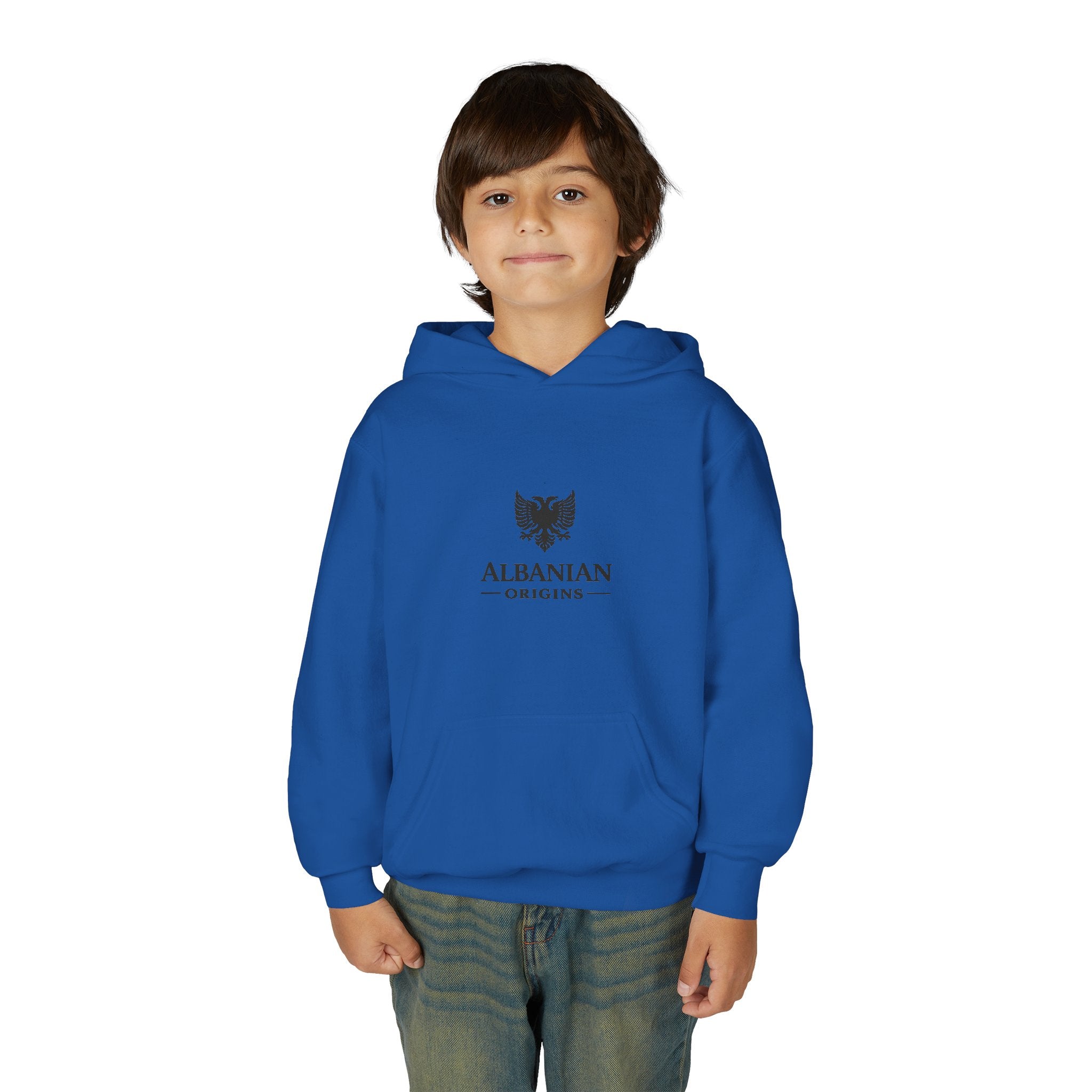 Youth Heavy Blend Hooded Sweatshirt - Albanian Origins Eagle