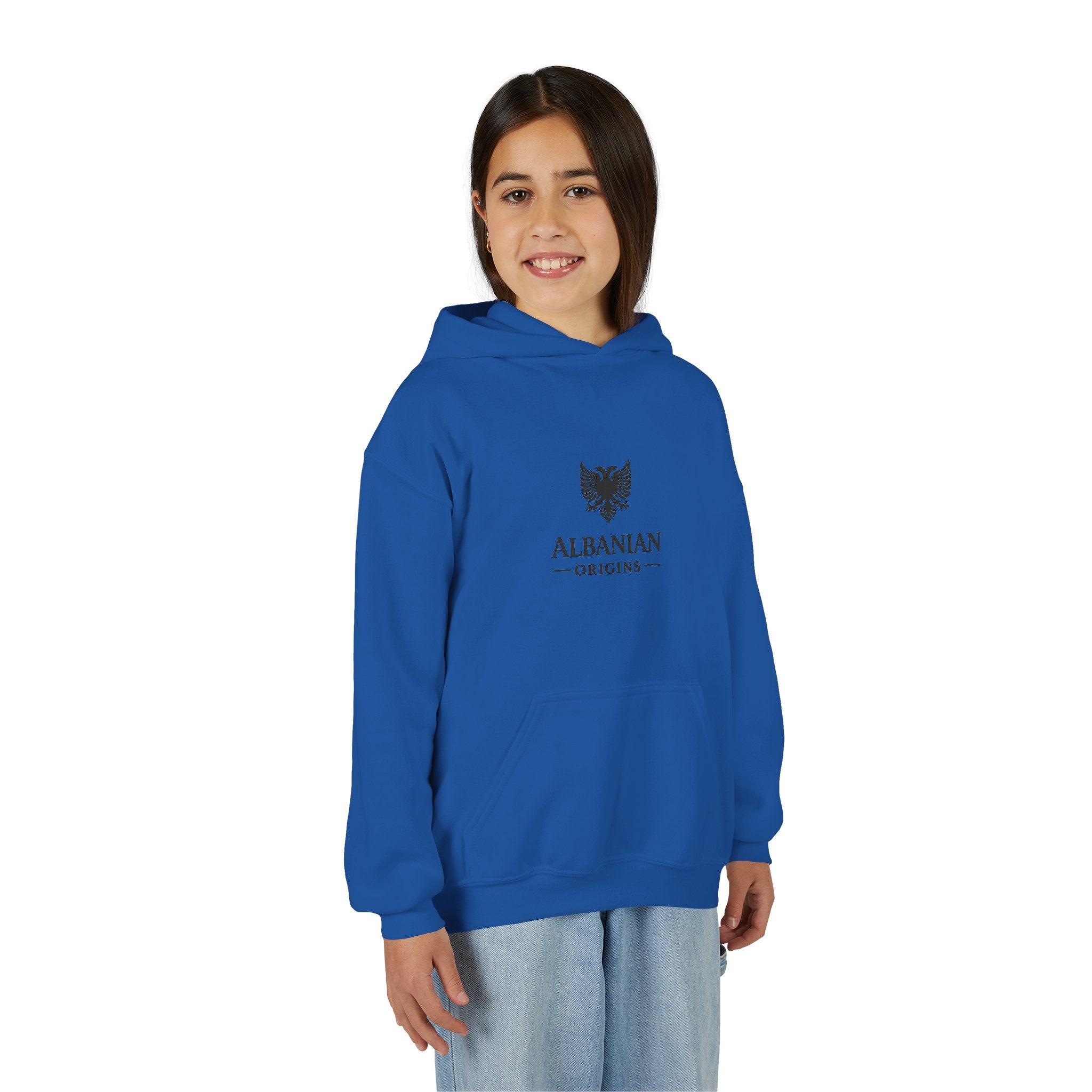 Youth Heavy Blend Hooded Sweatshirt - Albanian Origins Eagle