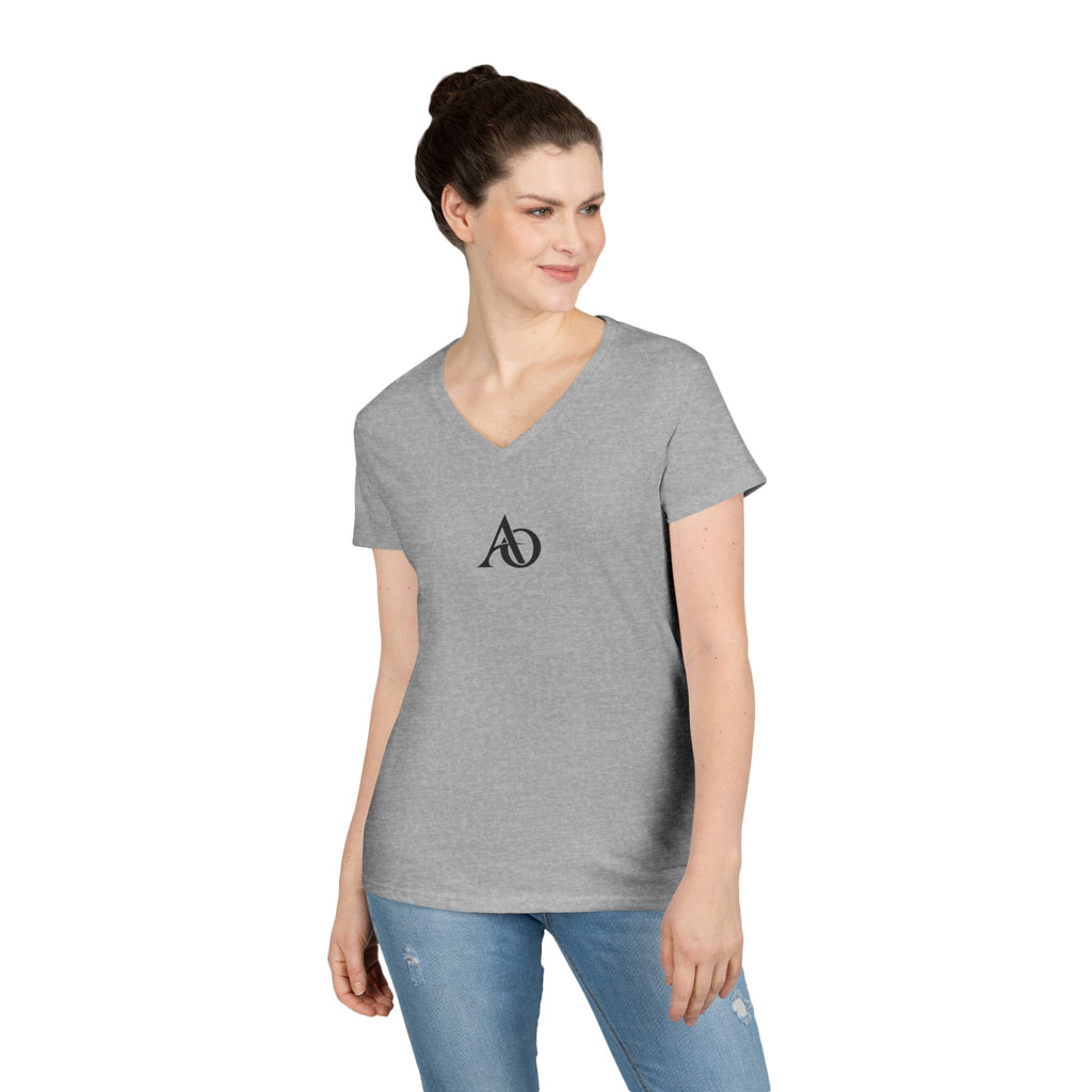 Ladies' V-Neck T-Shirt - AO Logo - Albanian Origins