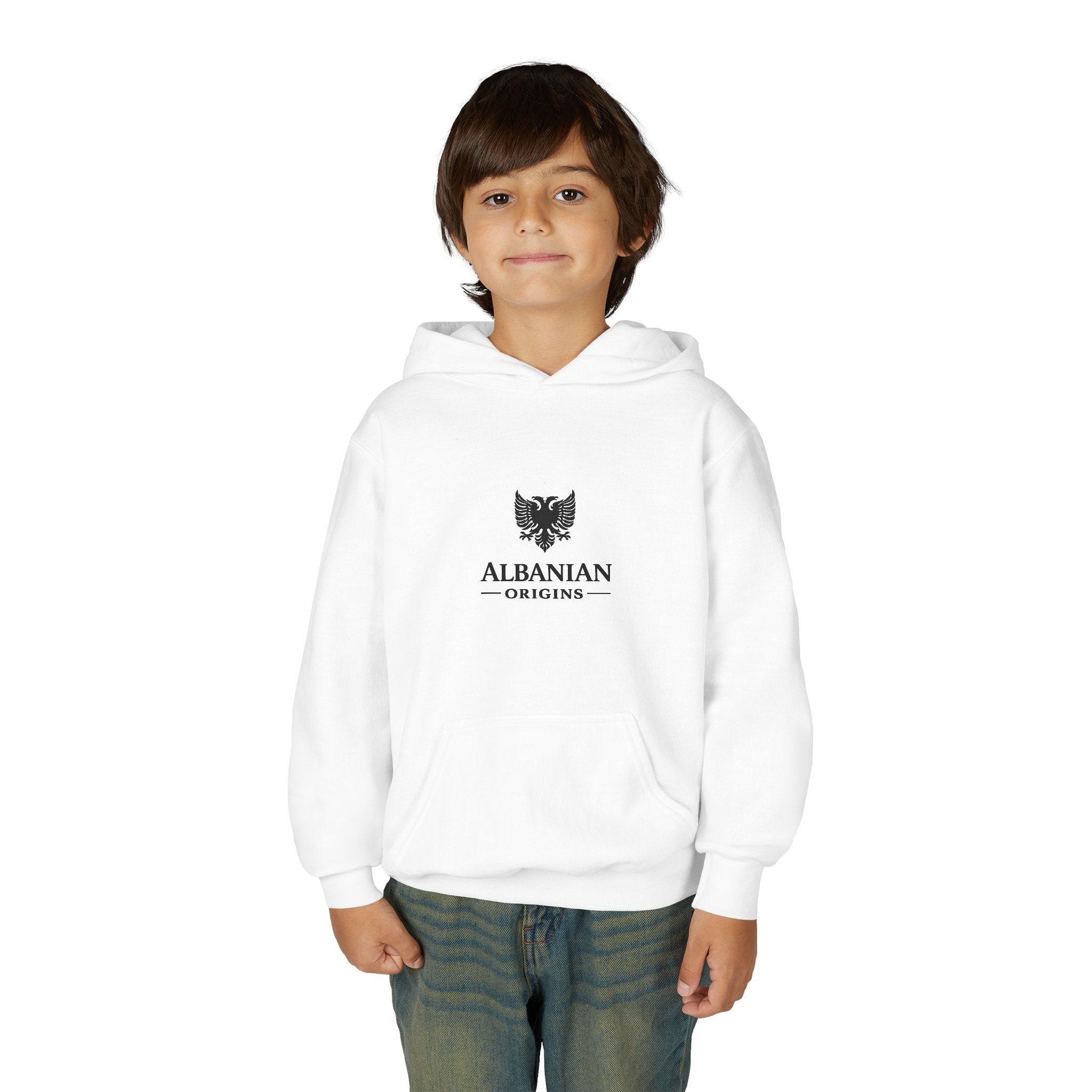 Youth Heavy Blend Hooded Sweatshirt - Albanian Origins Eagle