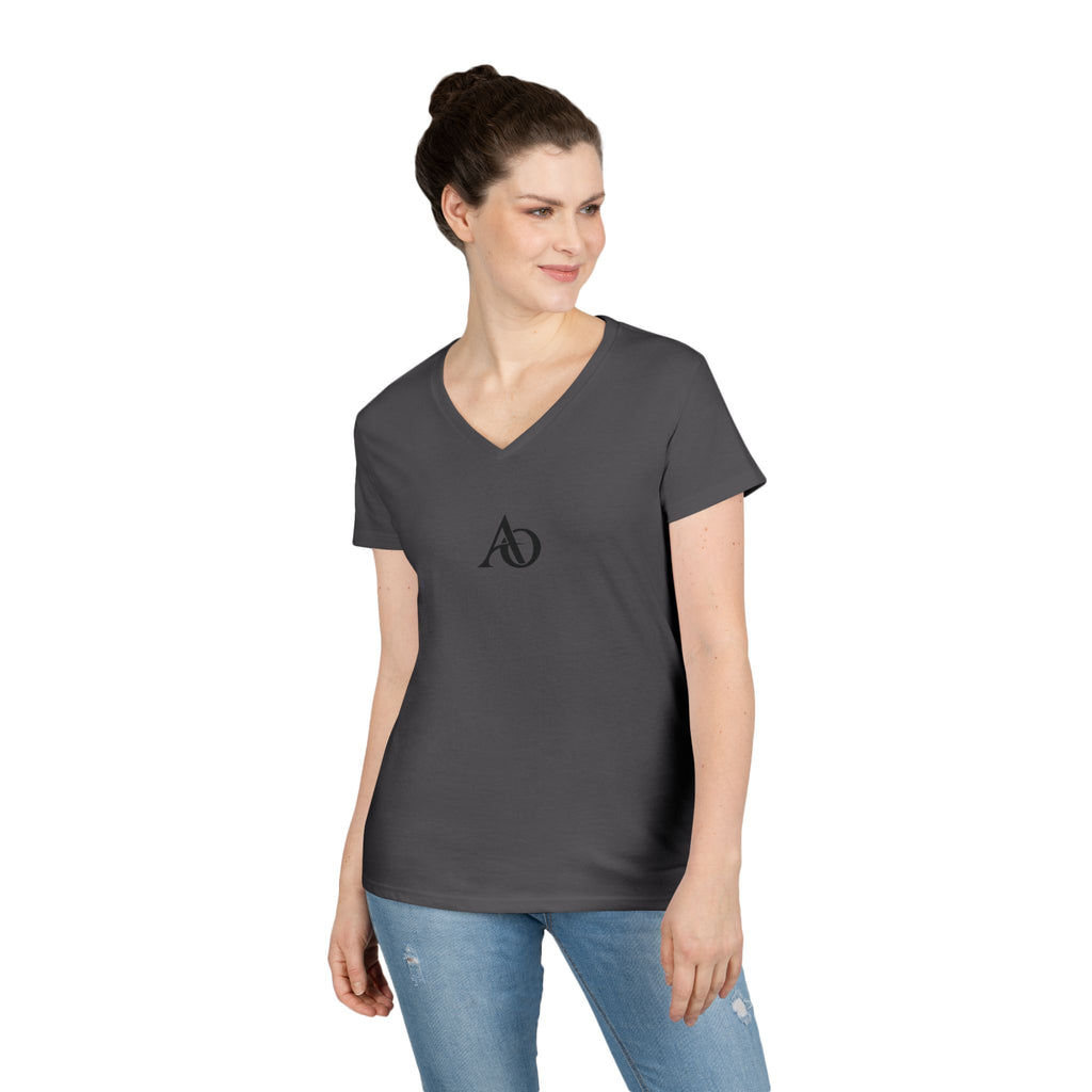 Ladies' V-Neck T-Shirt - AO Logo - Albanian Origins