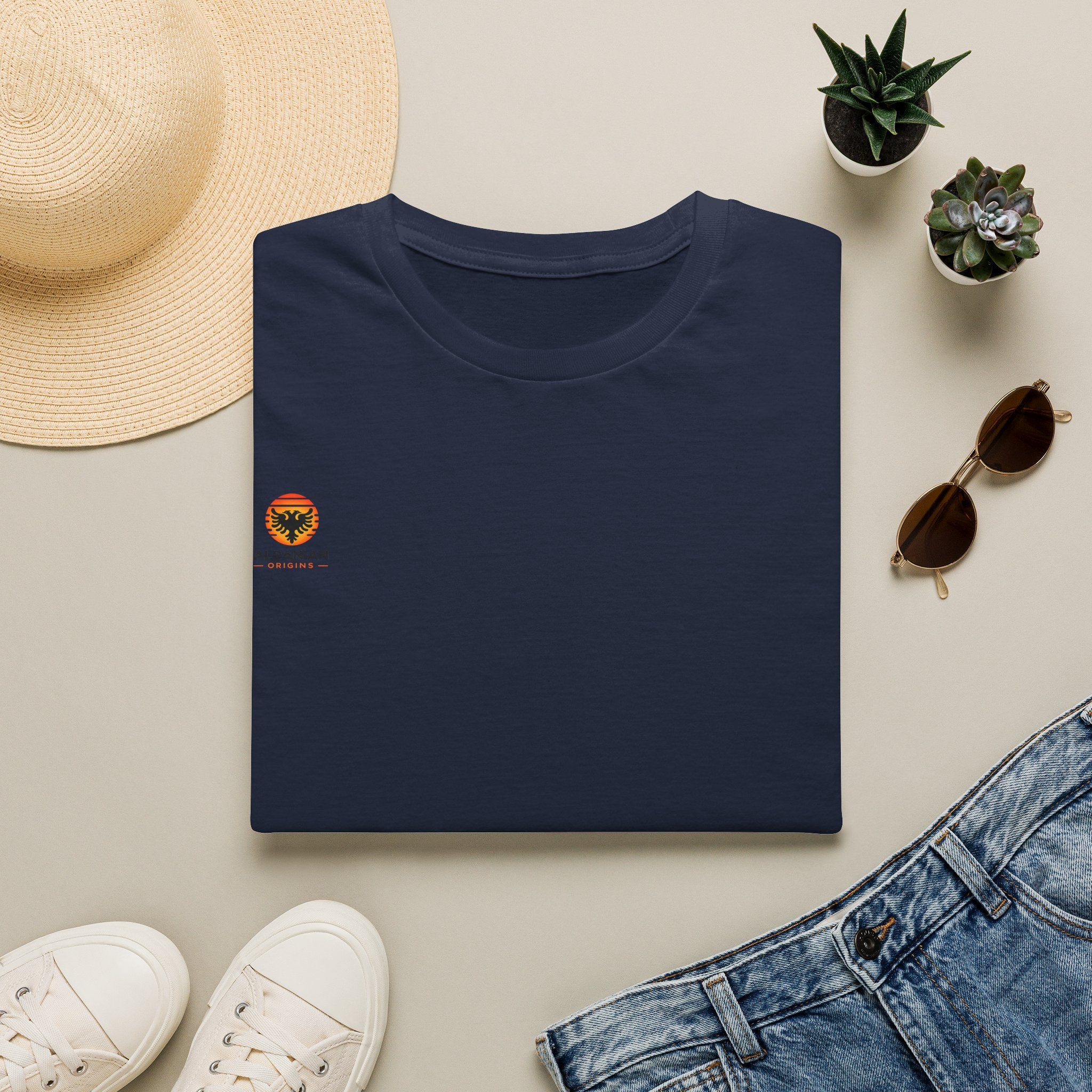 Unisex Softstyle T-Shirt - Small Albanian Origins Sun Logo