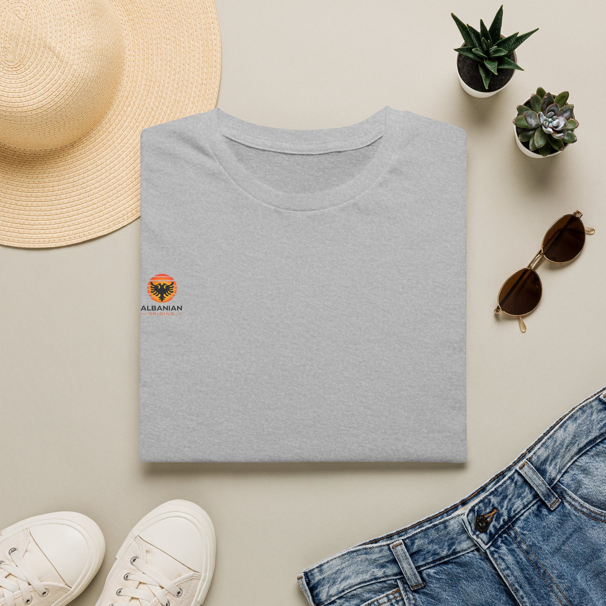 Unisex Softstyle T-Shirt - Small Albanian Origins Sun Logo