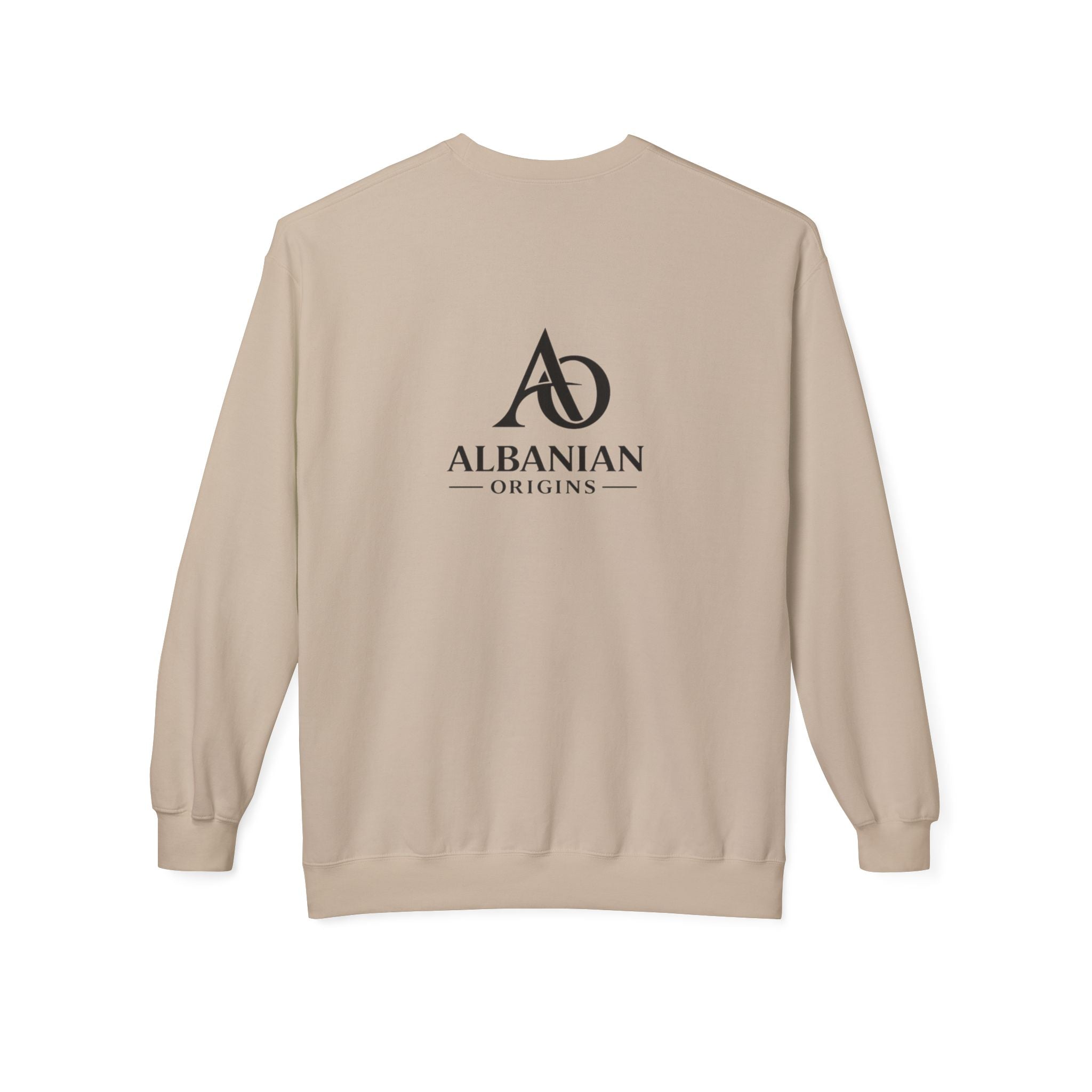 Unisex Midweight Softstyle Fleece Crewneck Sweatshirt - Tribal Eagle Design - Albanian Origins Logo