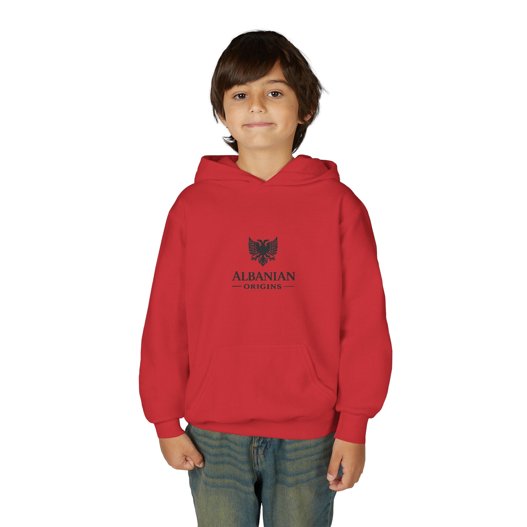 Youth Heavy Blend Hooded Sweatshirt - Albanian Origins Eagle