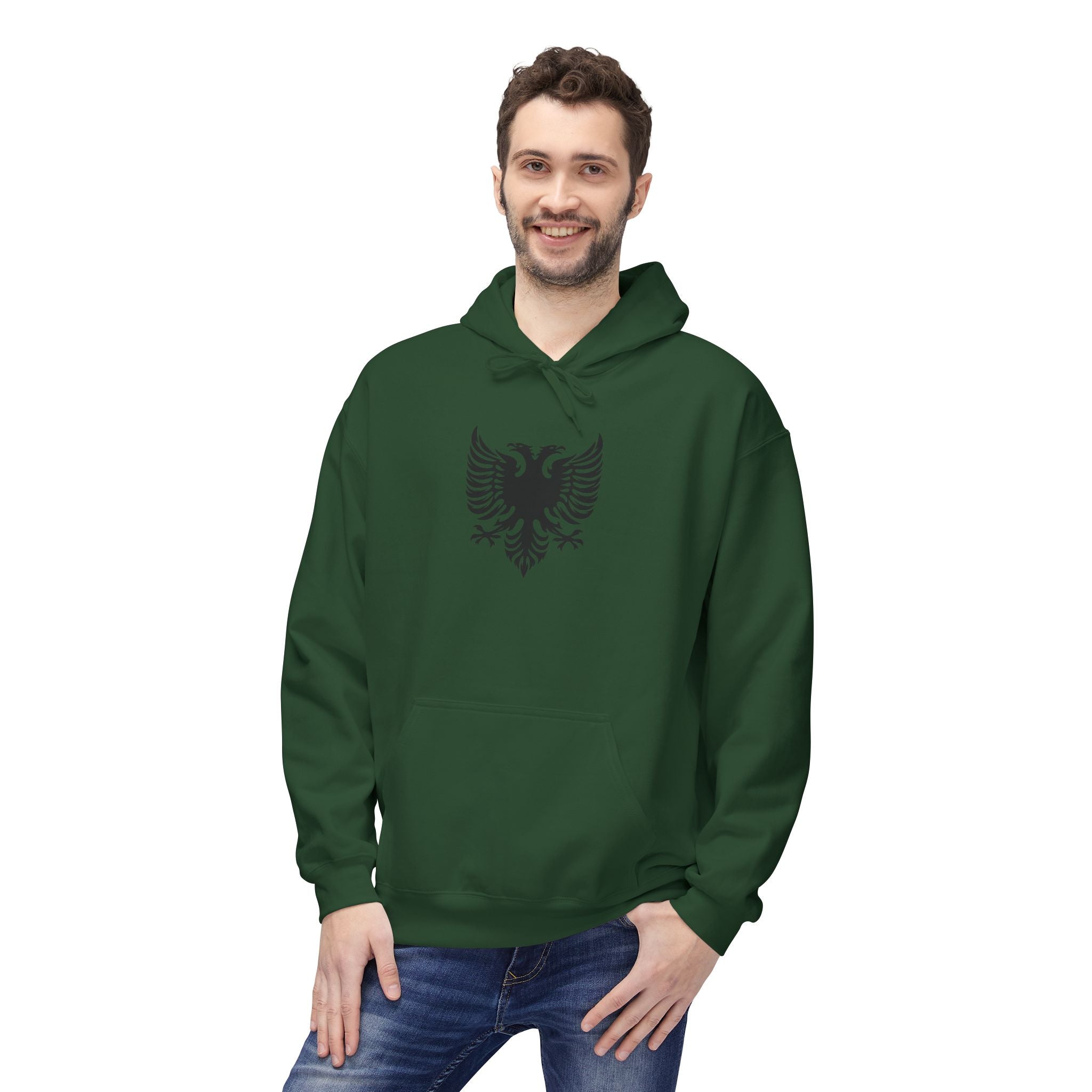 Unisex Midweight Softstyle Fleece Hoodie - Tribal Eagle  Design - Albanian Origins