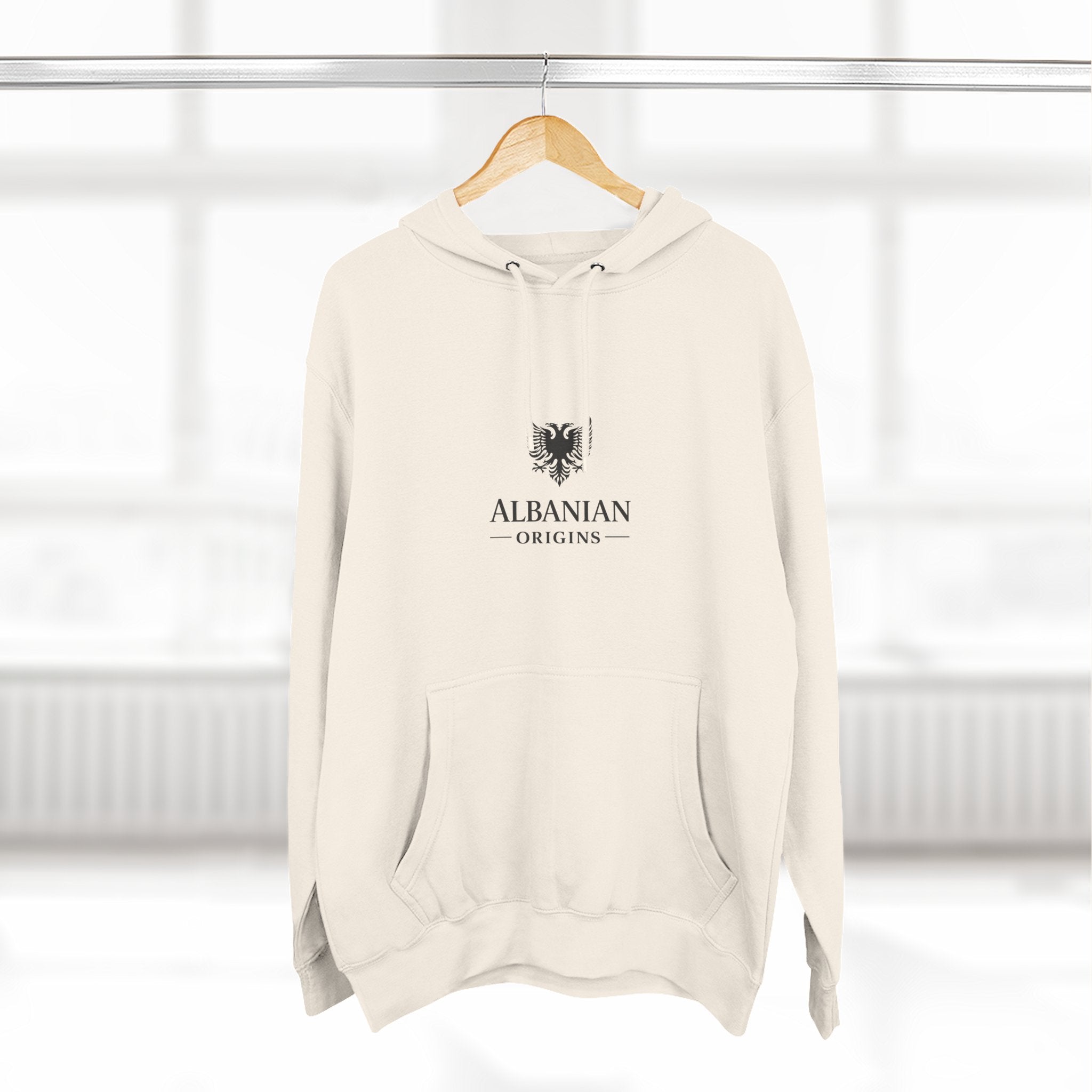 Three-Panel Fleece Hoodie - Albanian Origins Eagle