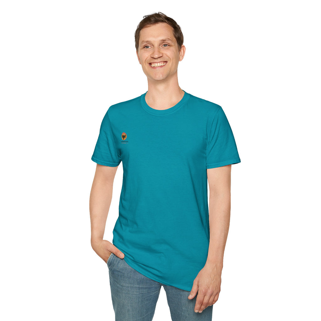 Unisex Softstyle T-Shirt - Small Albanian Origins Sun Logo