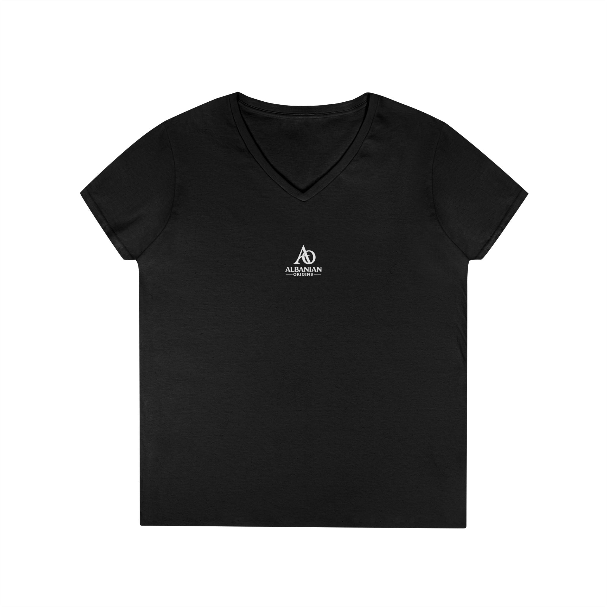 Ladies' V-Neck T-Shirt - Albanian Origins Logo
