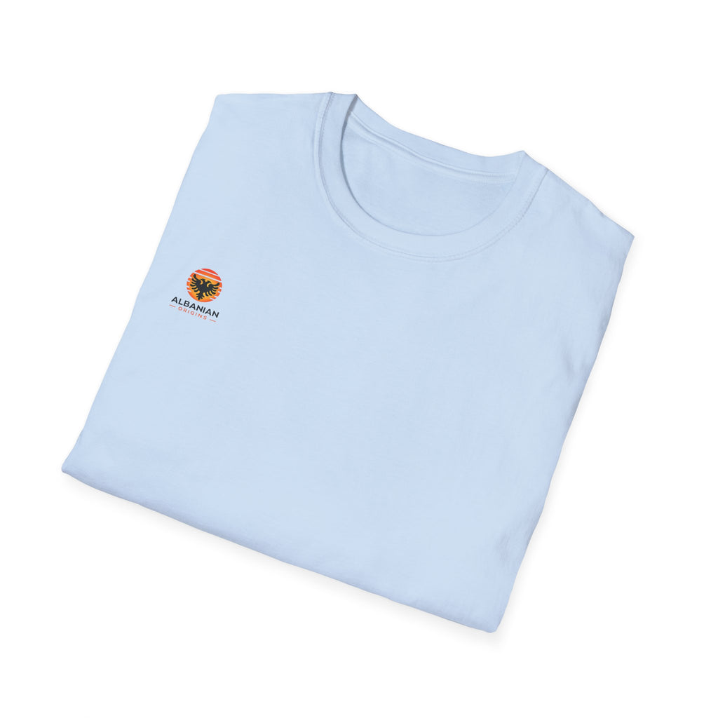 Unisex Softstyle T-Shirt - Small Albanian Origins Sun Logo