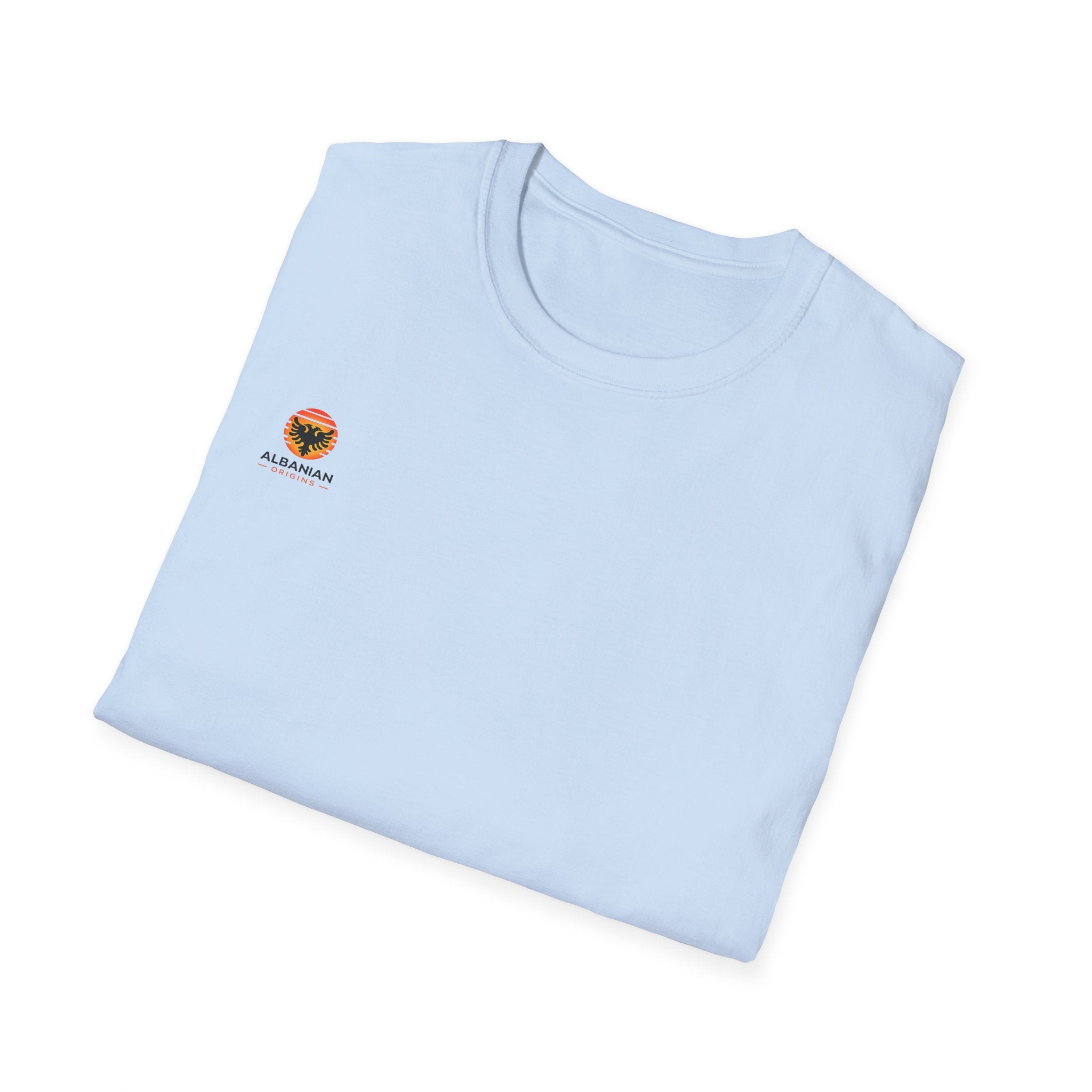 Unisex Softstyle T-Shirt - Small Albanian Origins Sun Logo