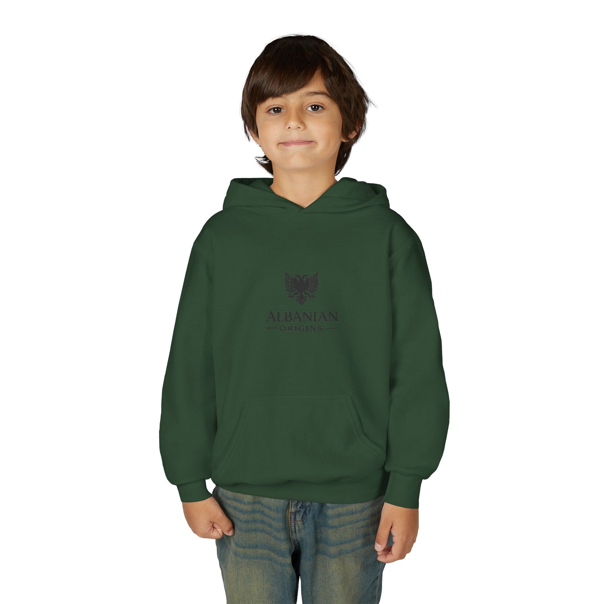 Youth Heavy Blend Hooded Sweatshirt - Albanian Origins Eagle