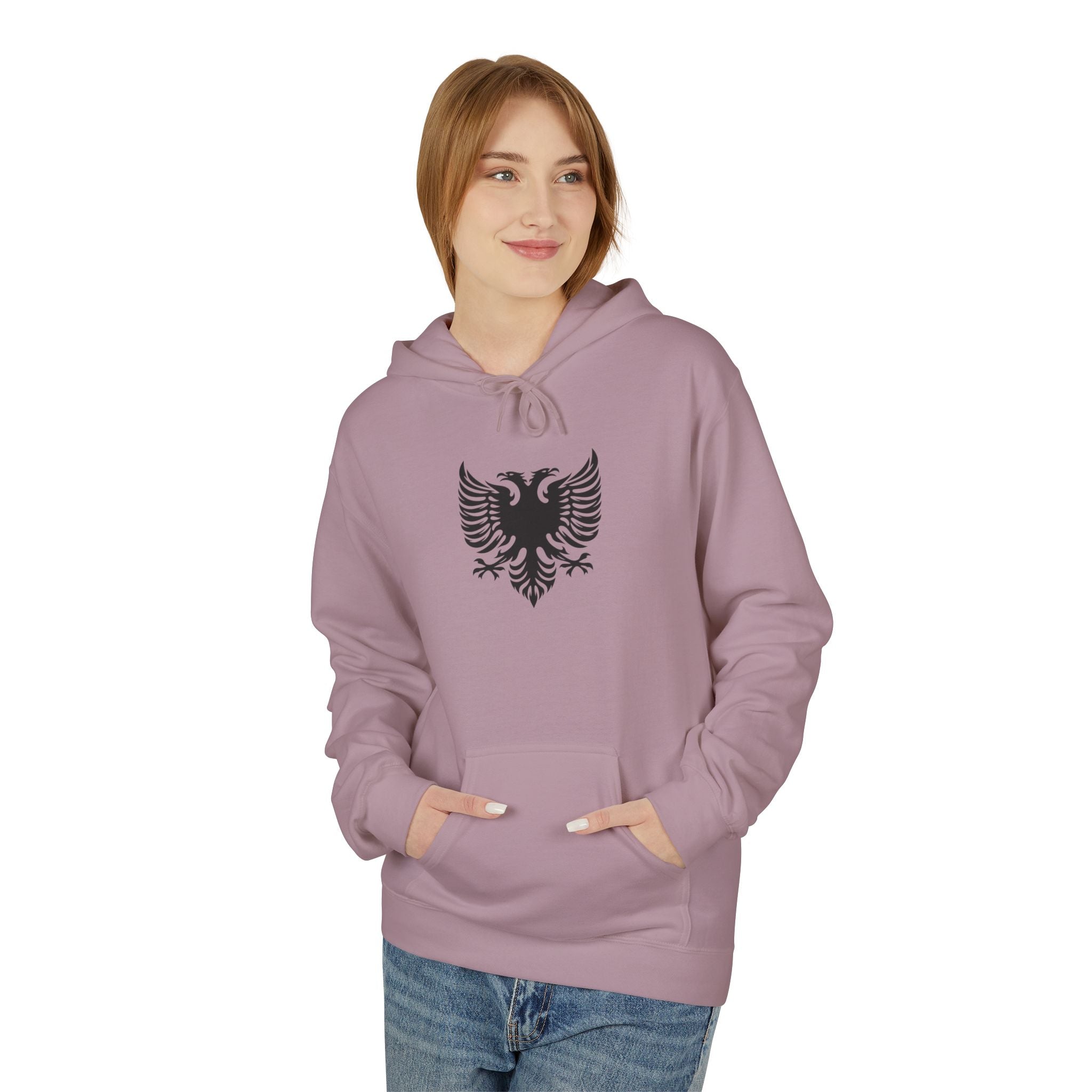 Unisex Midweight Softstyle Fleece Hoodie - Tribal Eagle Design - Albanian Origins