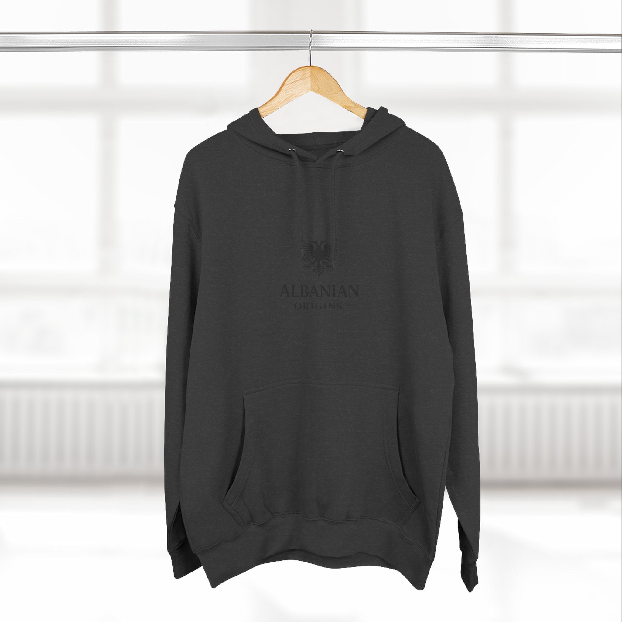 Three-Panel Fleece Hoodie - Albanian Origins Eagle
