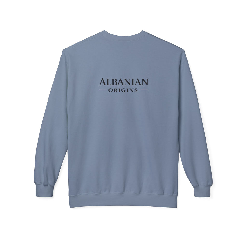 Unisex Midweight Softstyle Fleece Crewneck Sweatshirt - Tribal Eagle Design - Albanian Origins