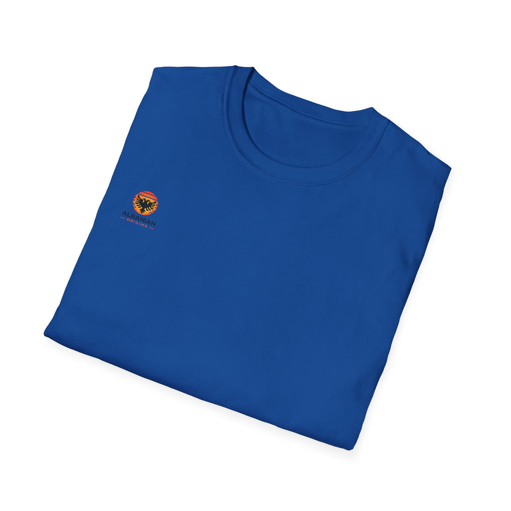 Unisex Softstyle T-Shirt - Small Albanian Origins Sun Logo