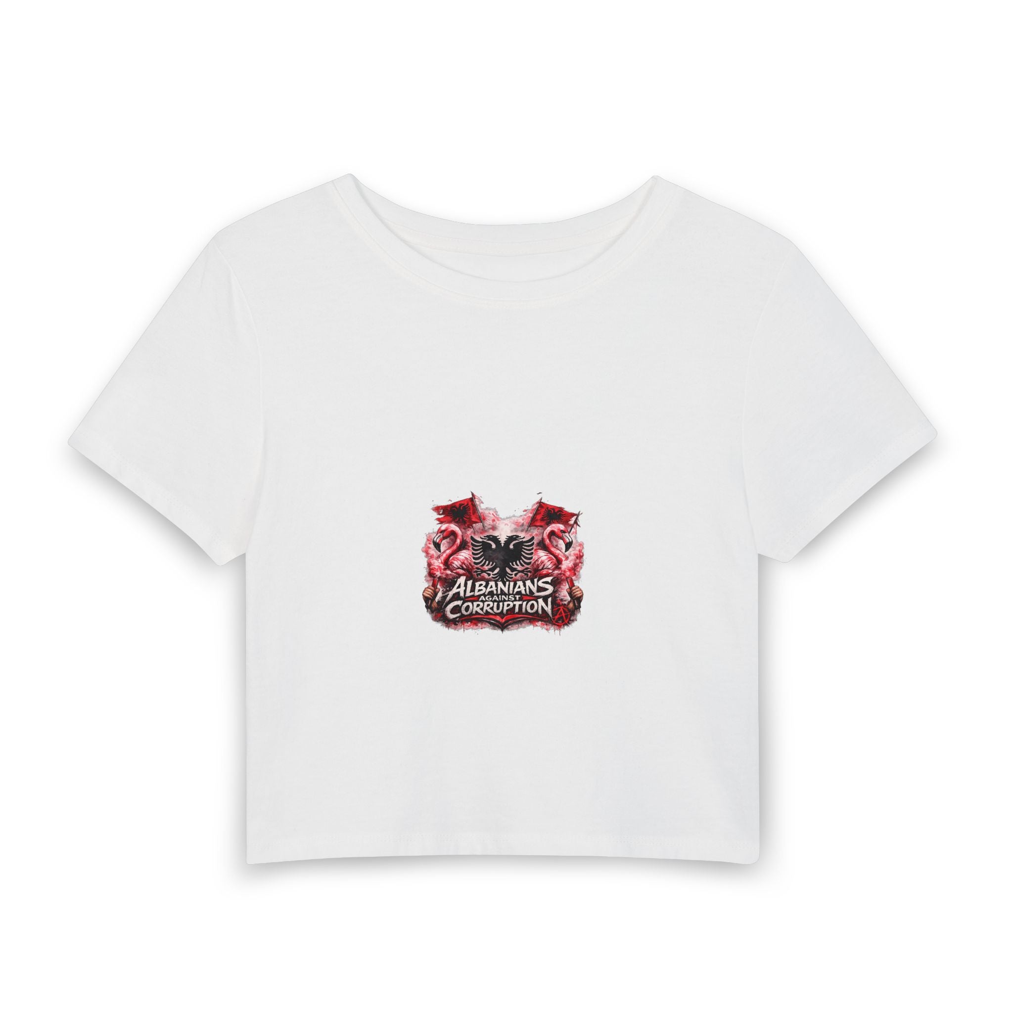 Women's Baby Tee - Albanians Against Corruption - Albanian Origins