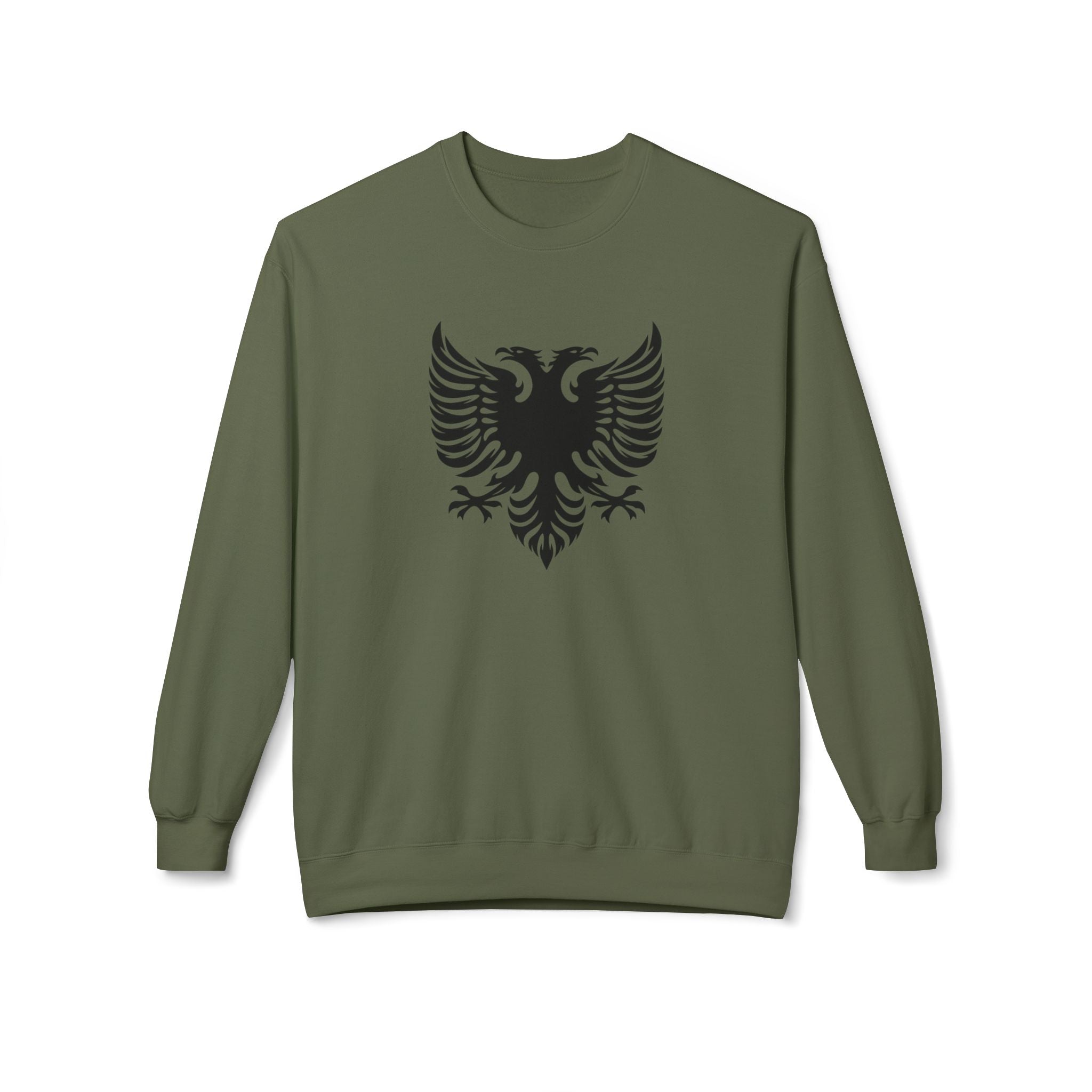 Unisex Midweight Softstyle Fleece Crewneck Sweatshirt - Tribal Eagle Design - Albanian Origins
