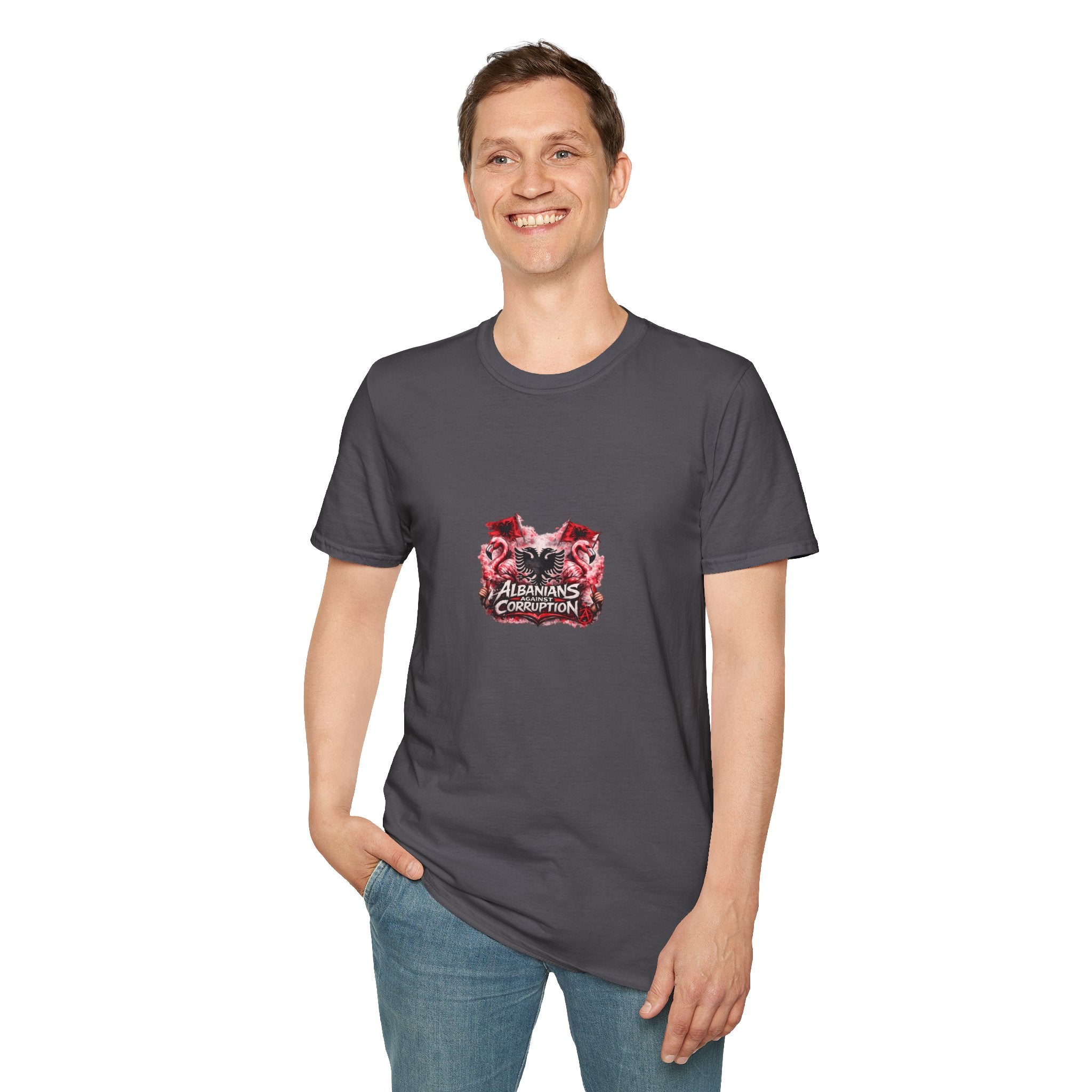Unisex Softstyle T-Shirt - Albanians Against Corruption - Albanian Origins