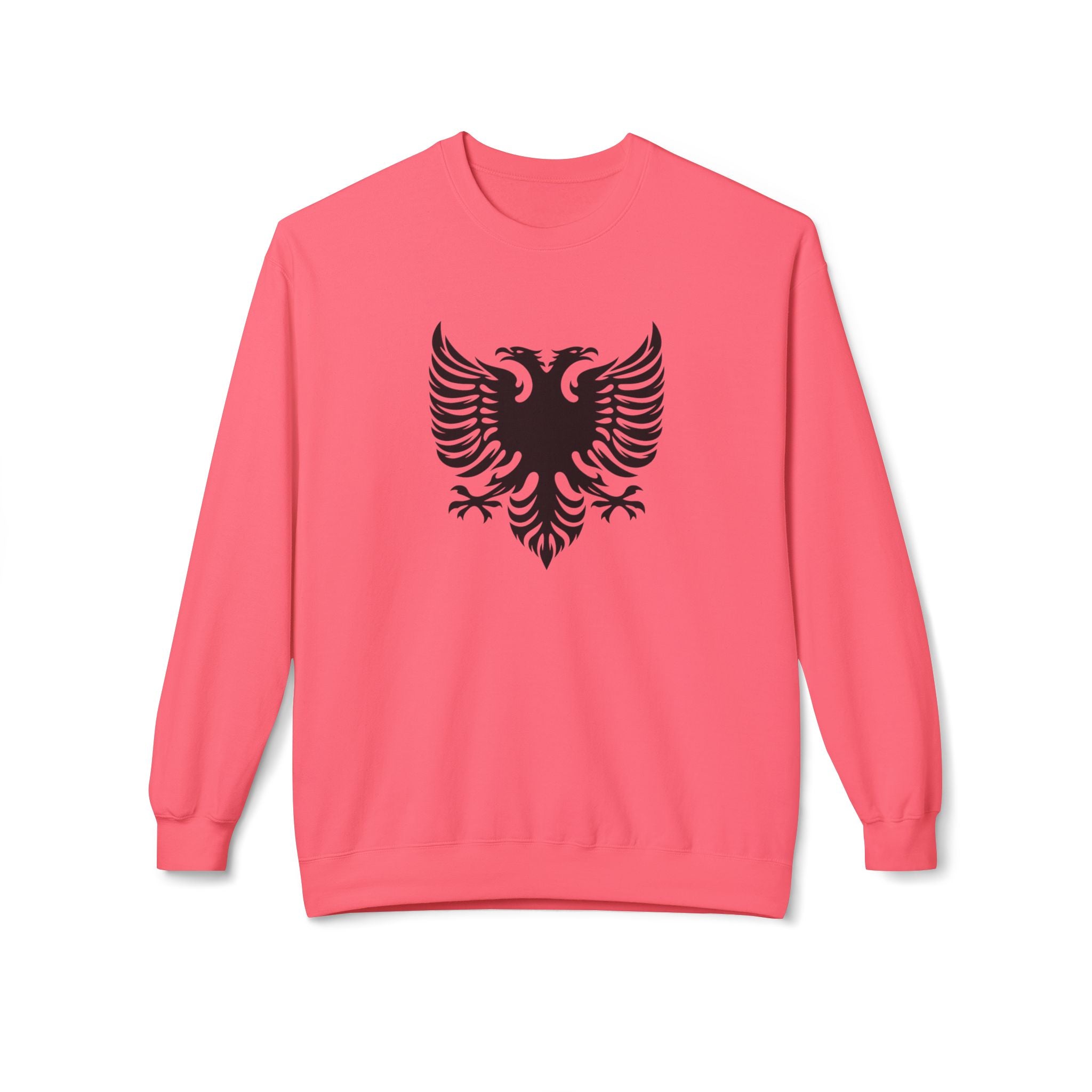 Unisex Midweight Softstyle Fleece Crewneck Sweatshirt - Tribal Eagle Design - Albanian Origins