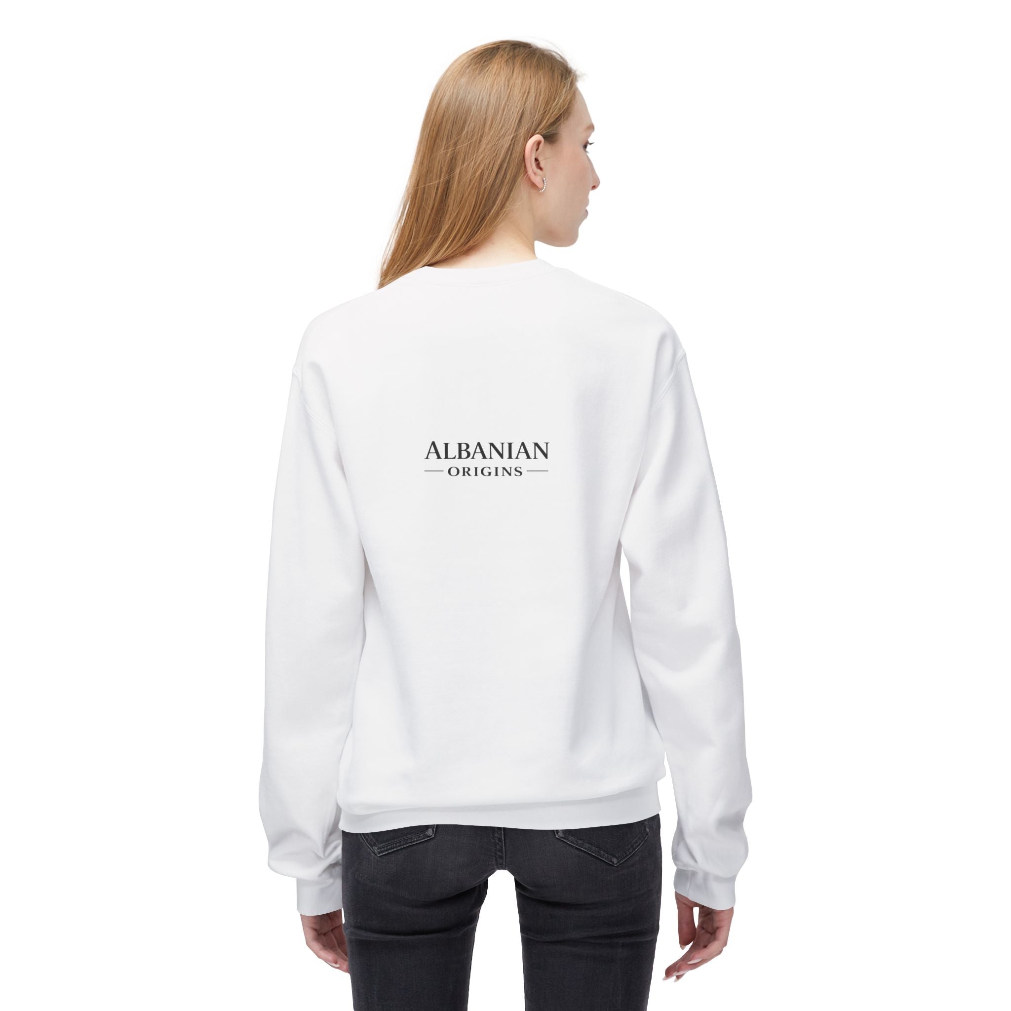 Unisex Midweight Softstyle Fleece Crewneck Sweatshirt - Tribal Eagle Design - Albanian Origins