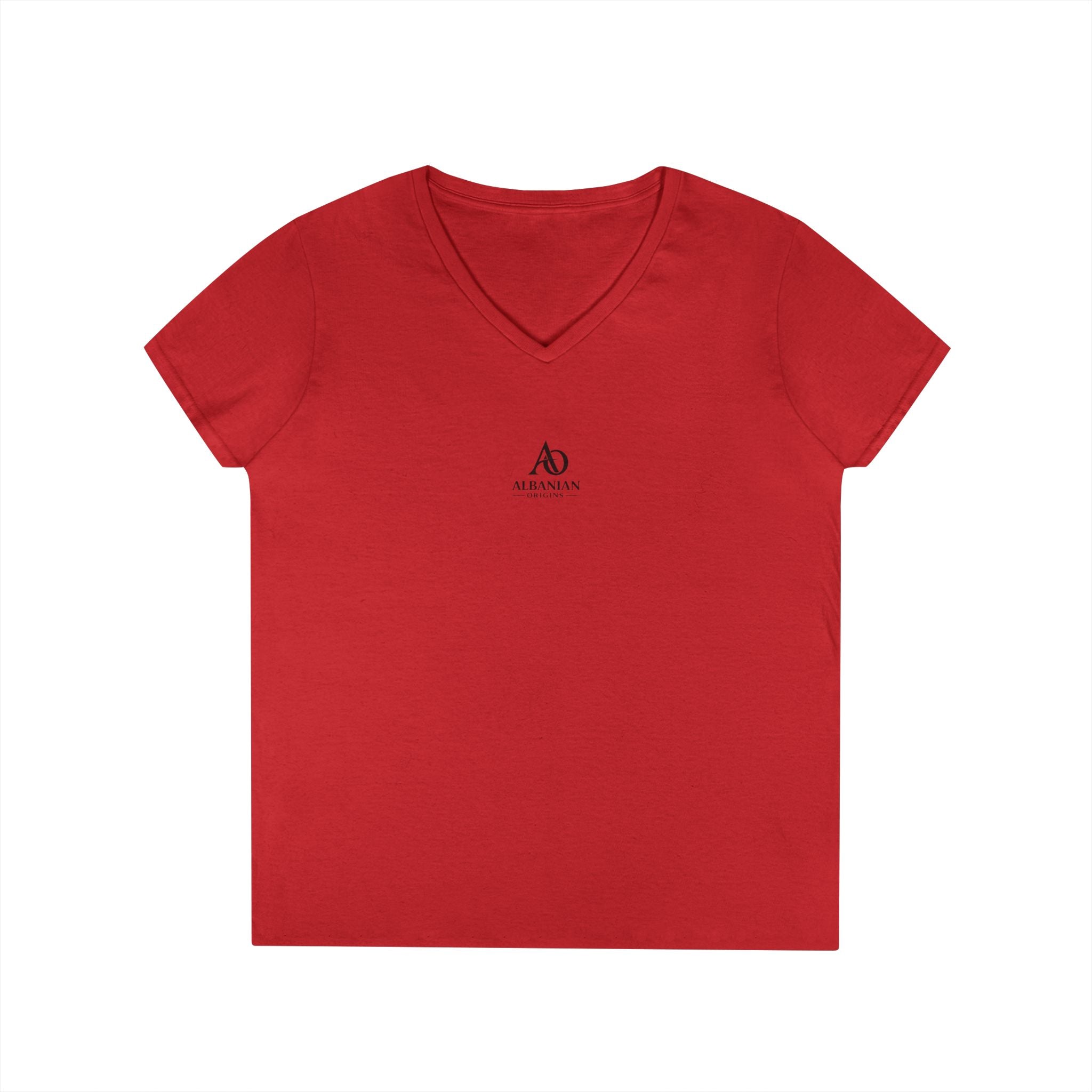 Ladies' V-Neck T-Shirt - Albanian Origins Logo