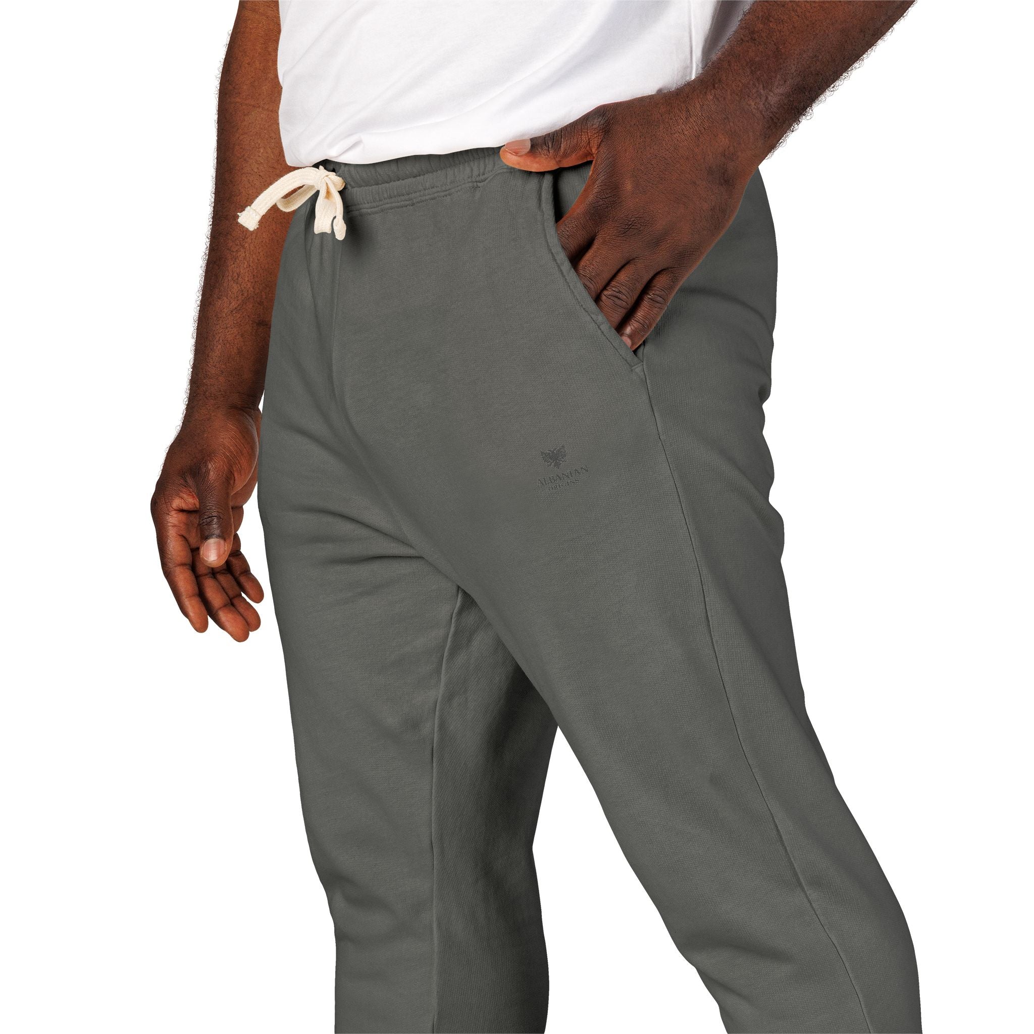 Unisex Garment-Dyed Fleece Sweatpants - Albanian Origins Eagle Design