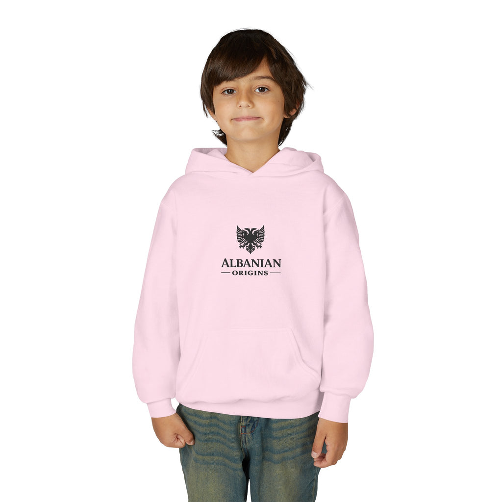 Youth Heavy Blend Hooded Sweatshirt - Albanian Origins Eagle