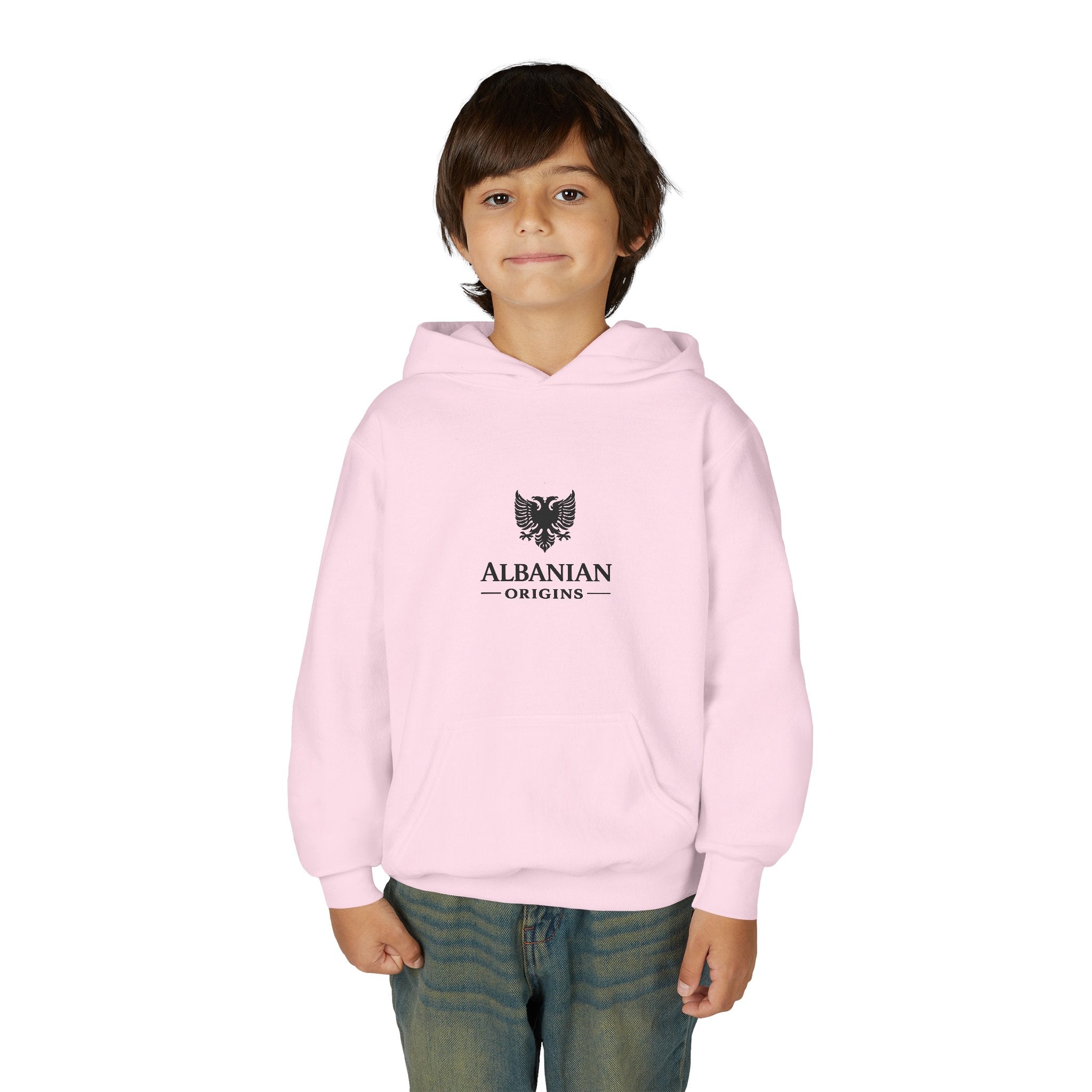 Youth Heavy Blend Hooded Sweatshirt - Albanian Origins Eagle