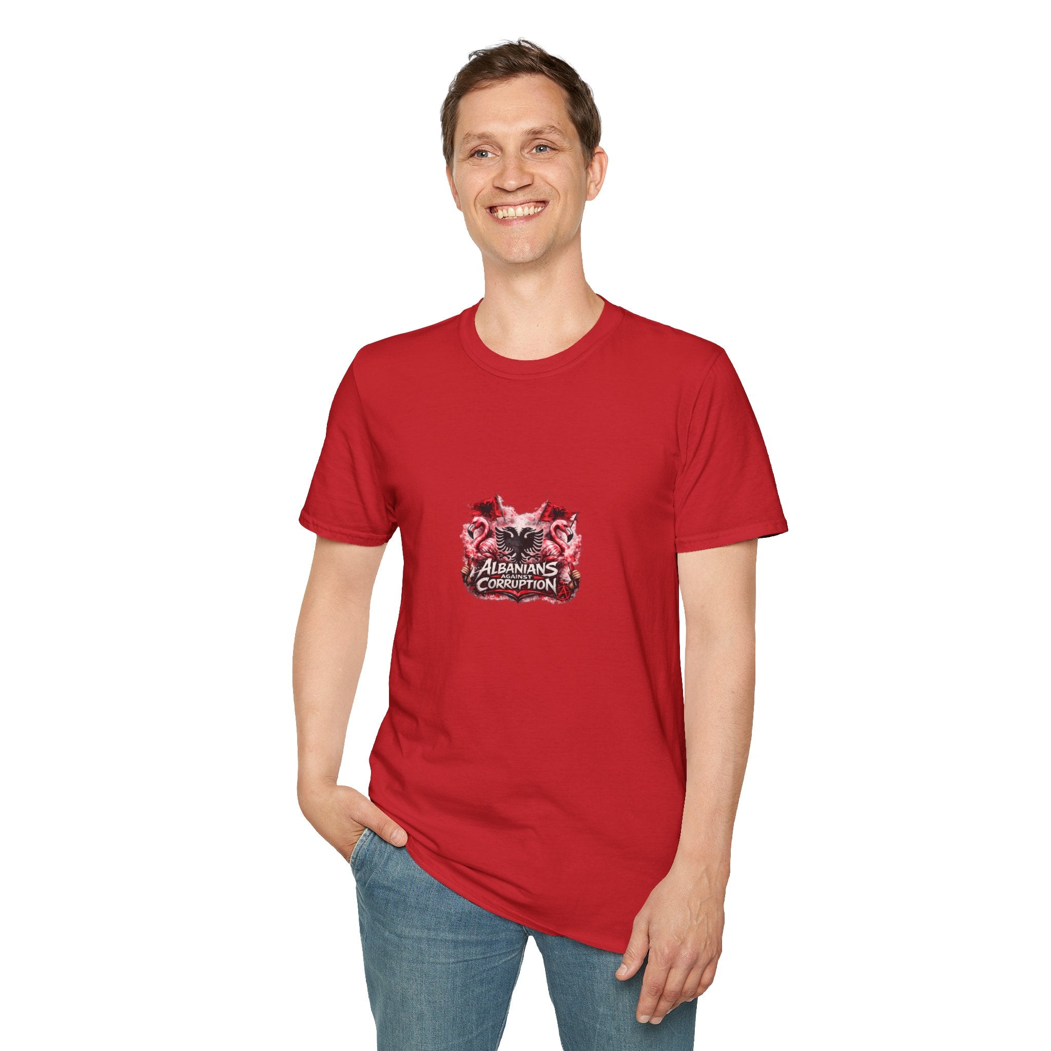 Unisex Softstyle T-Shirt - Albanians Against Corruption - Albanian Origins