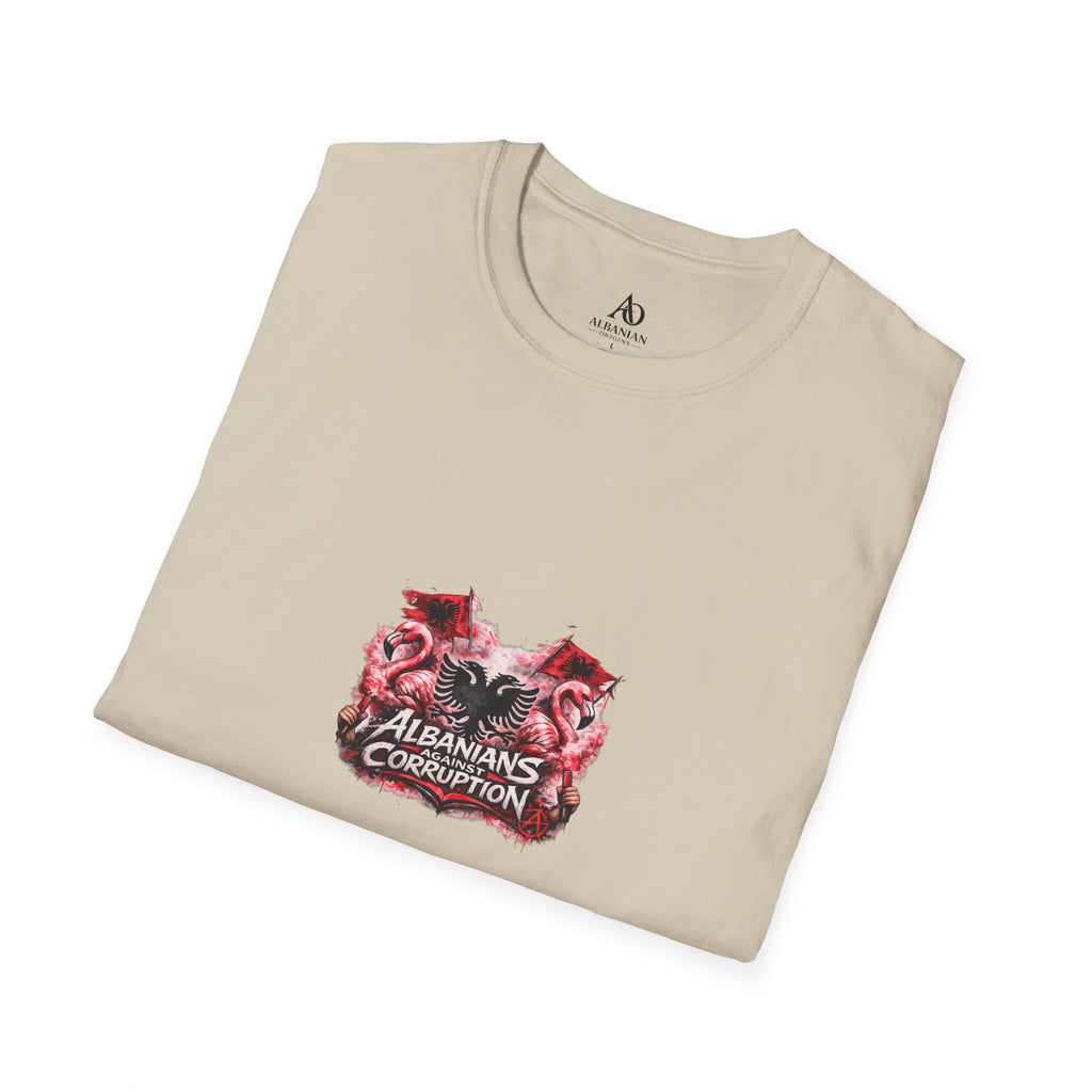 Unisex Softstyle T-Shirt - Albanians Against Corruption - Albanian Origins