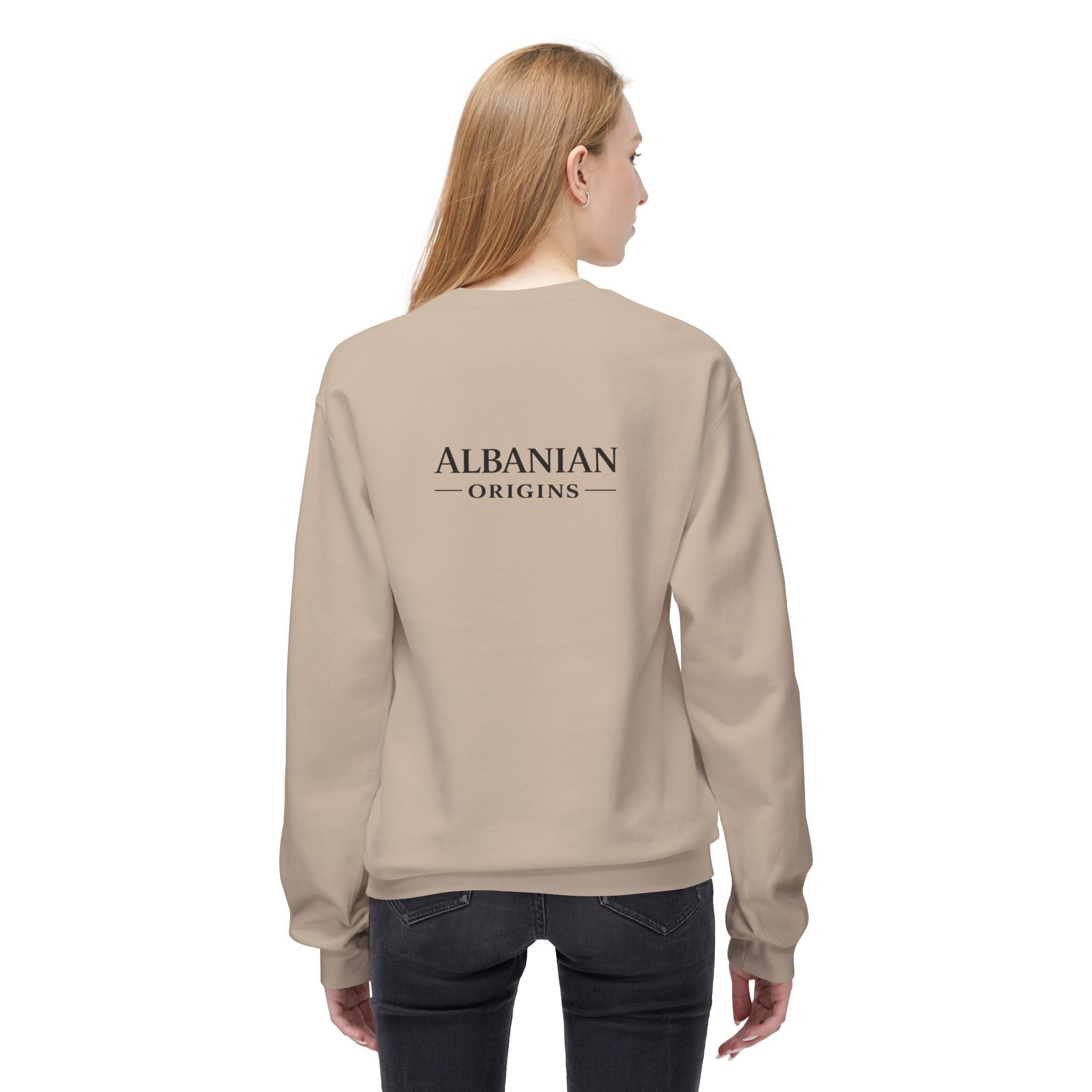 Unisex Midweight Softstyle Fleece Crewneck Sweatshirt - Tribal Eagle Design - Albanian Origins