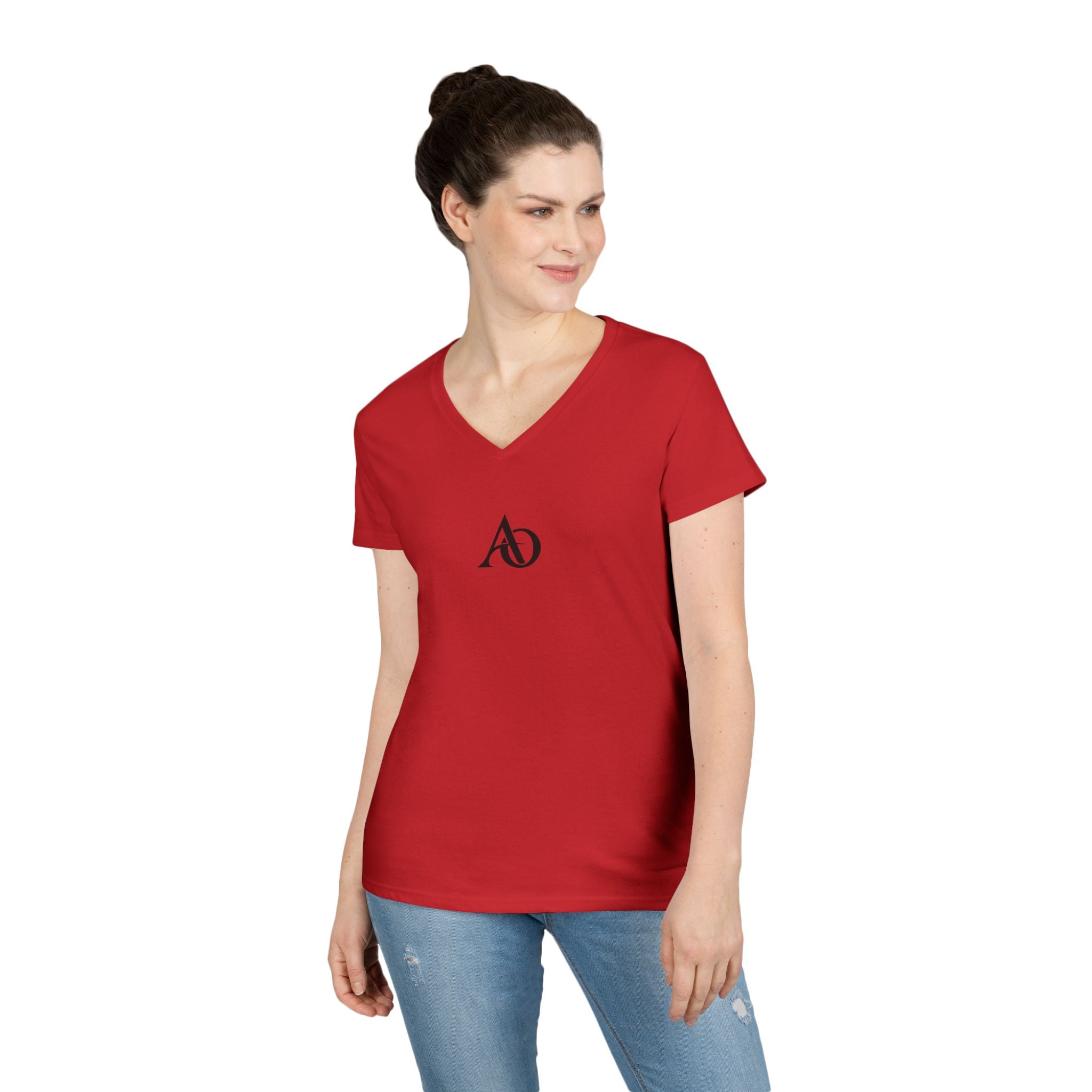 Ladies' V-Neck T-Shirt - AO Logo - Albanian Origins