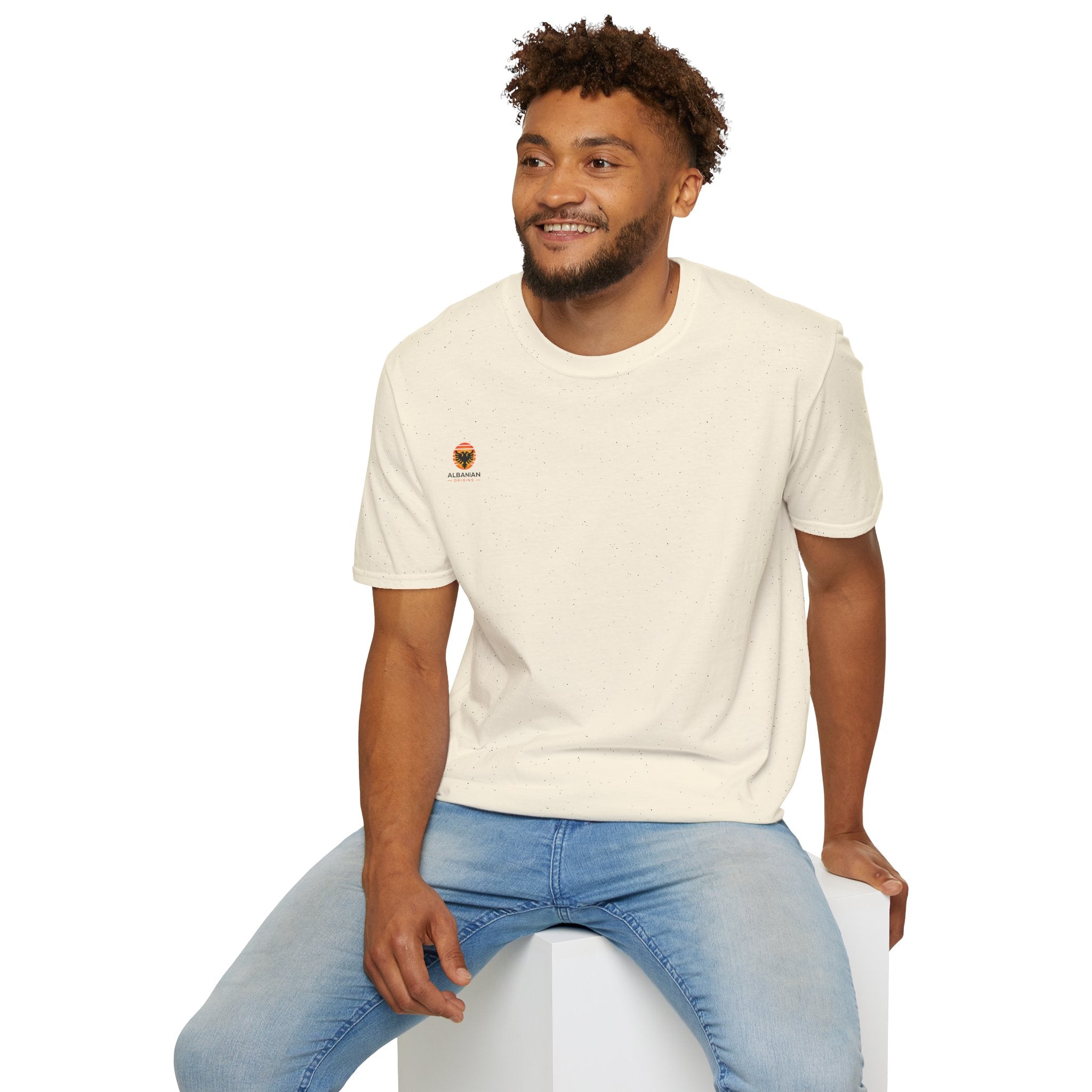 Unisex Softstyle T-Shirt - Small Albanian Origins Sun Logo