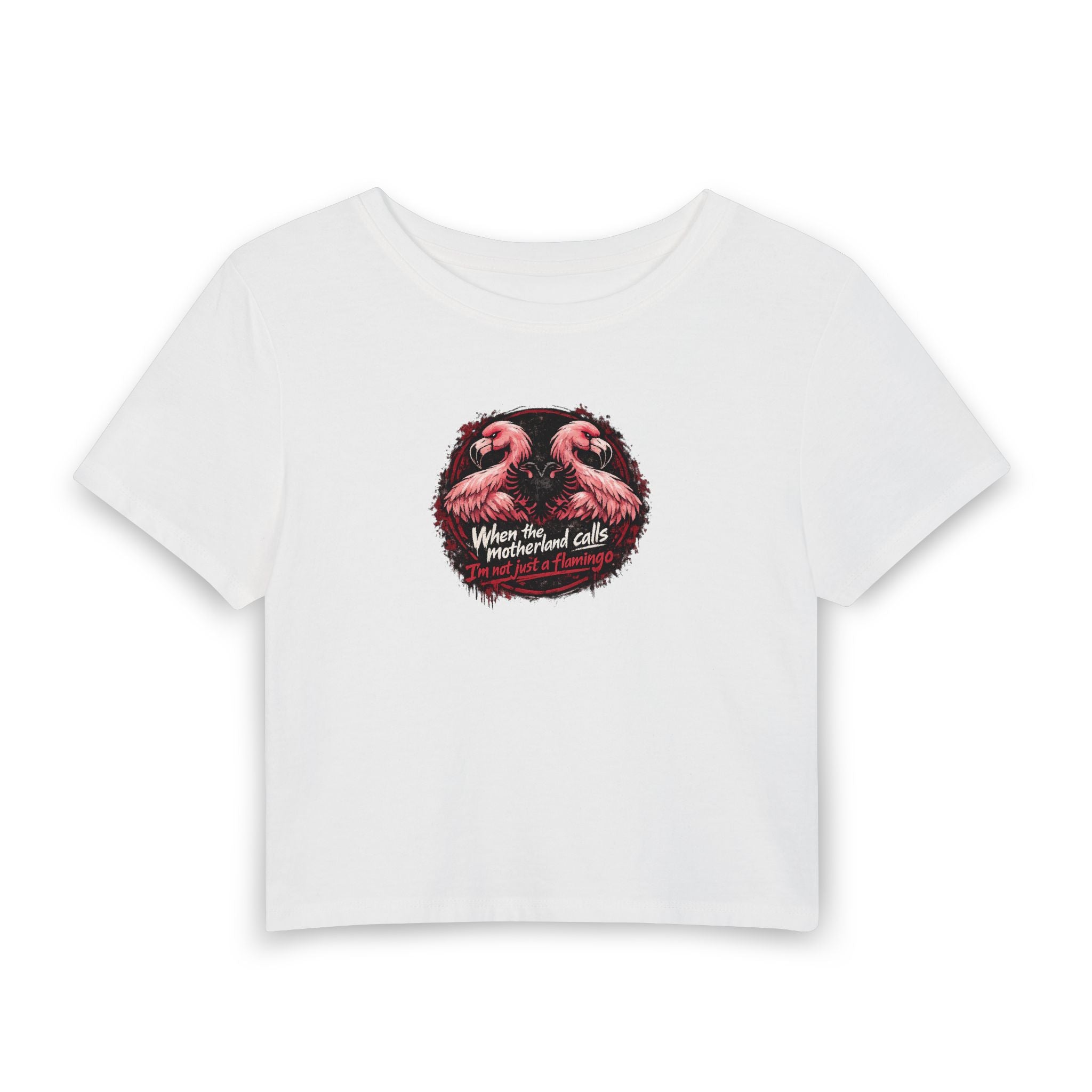 Women's Baby Tee -Flamingo Revolution - Albanian Origins