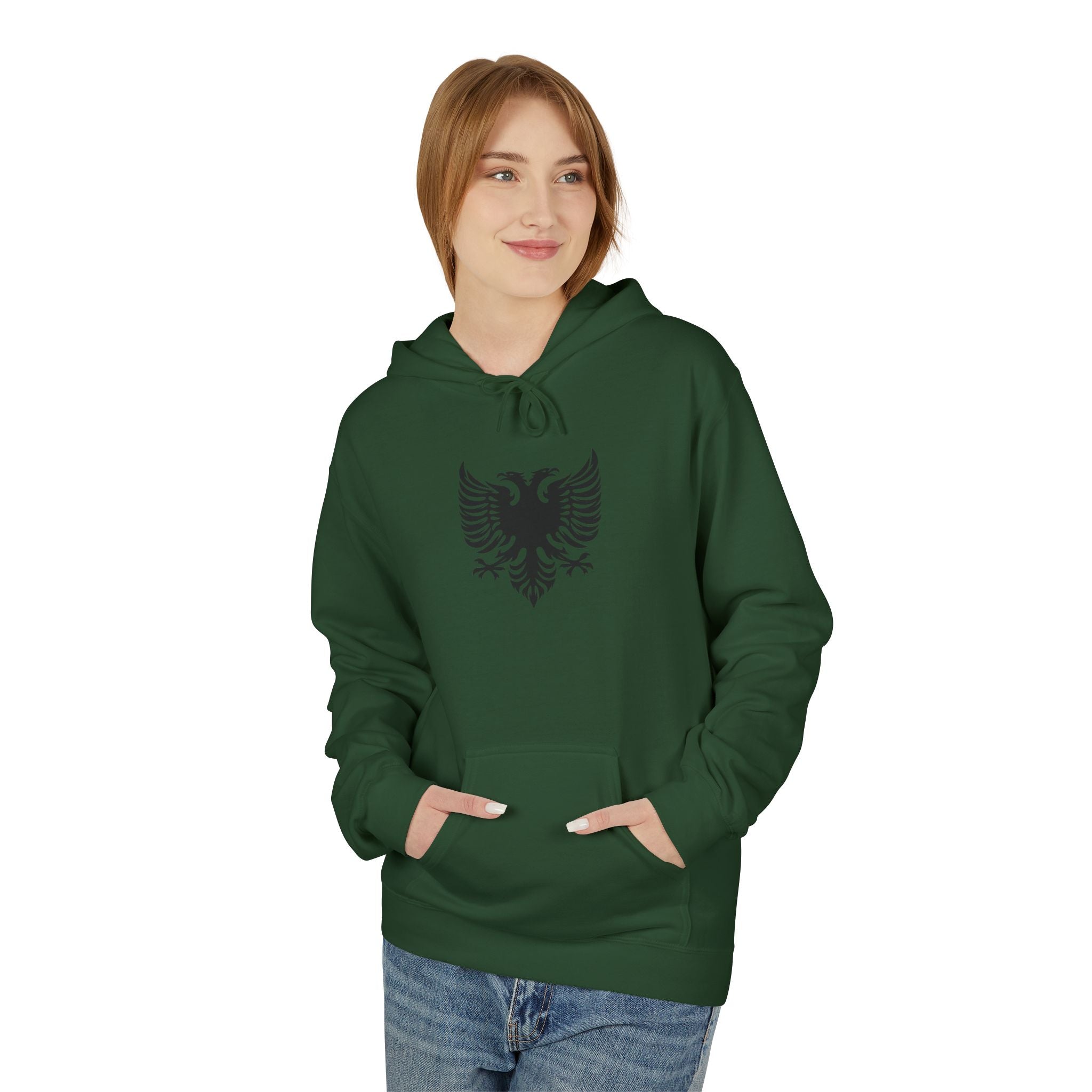 Unisex Midweight Softstyle Fleece Hoodie - Tribal Eagle Design - Albanian Origins