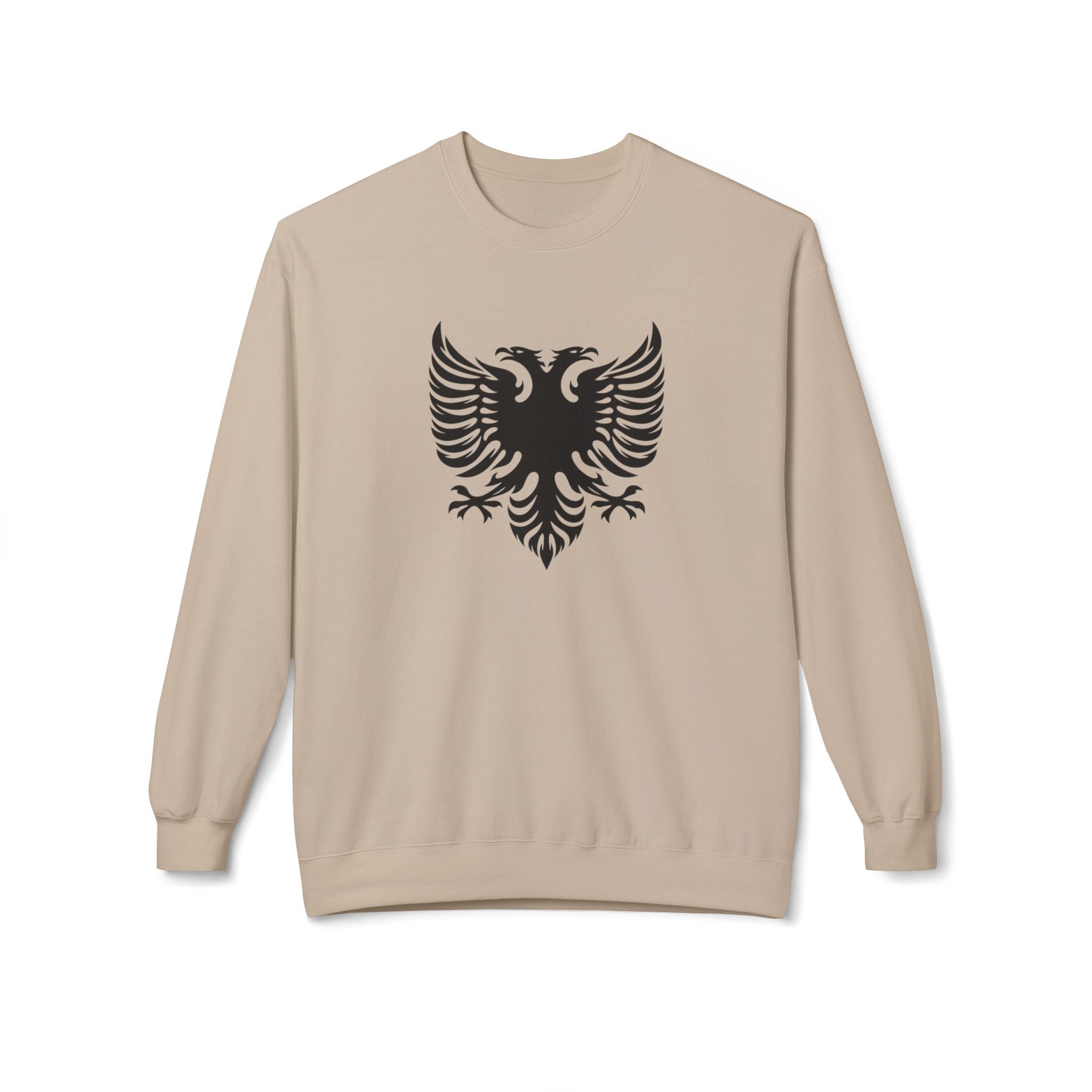 Unisex Midweight Softstyle Fleece Crewneck Sweatshirt - Tribal Eagle Design - Albanian Origins