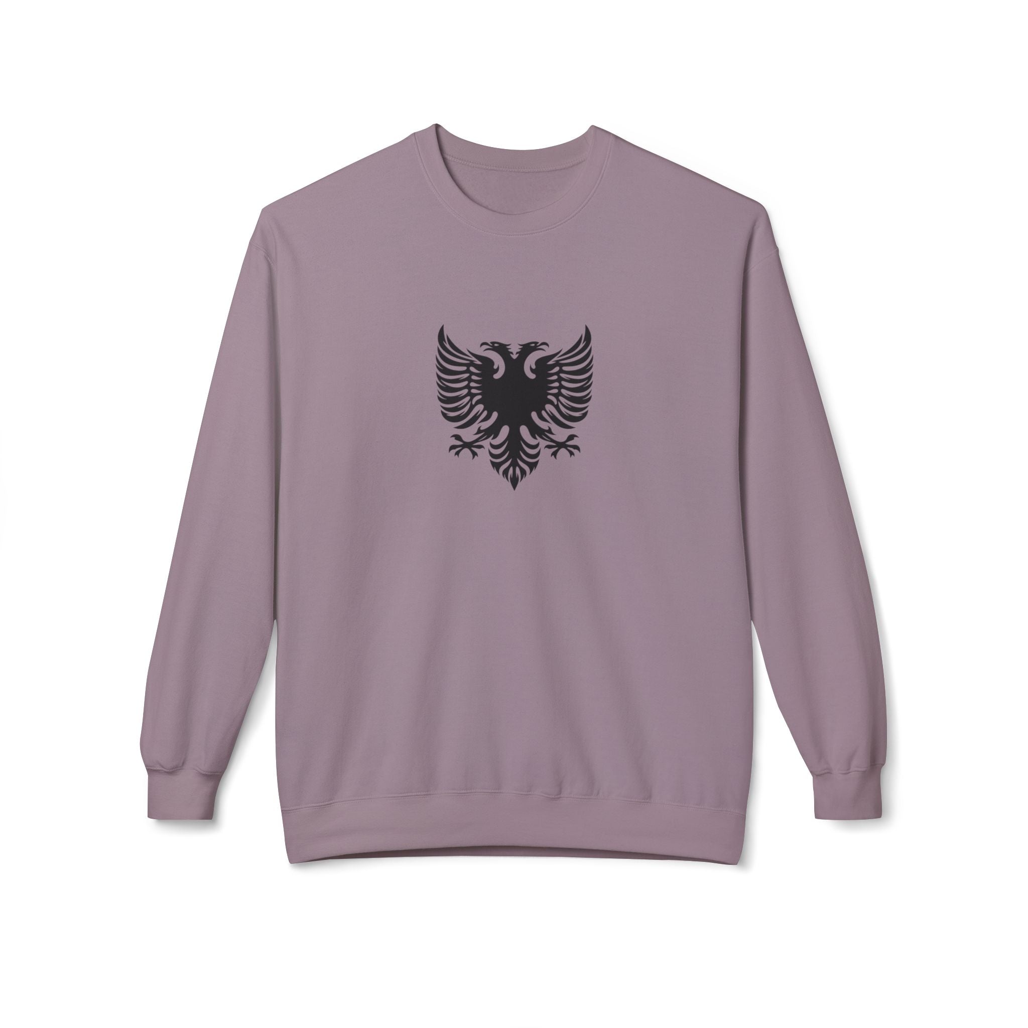 Unisex Midweight Softstyle Fleece Crewneck Sweatshirt - Tribal Eagle Design - Albanian Origins Logo