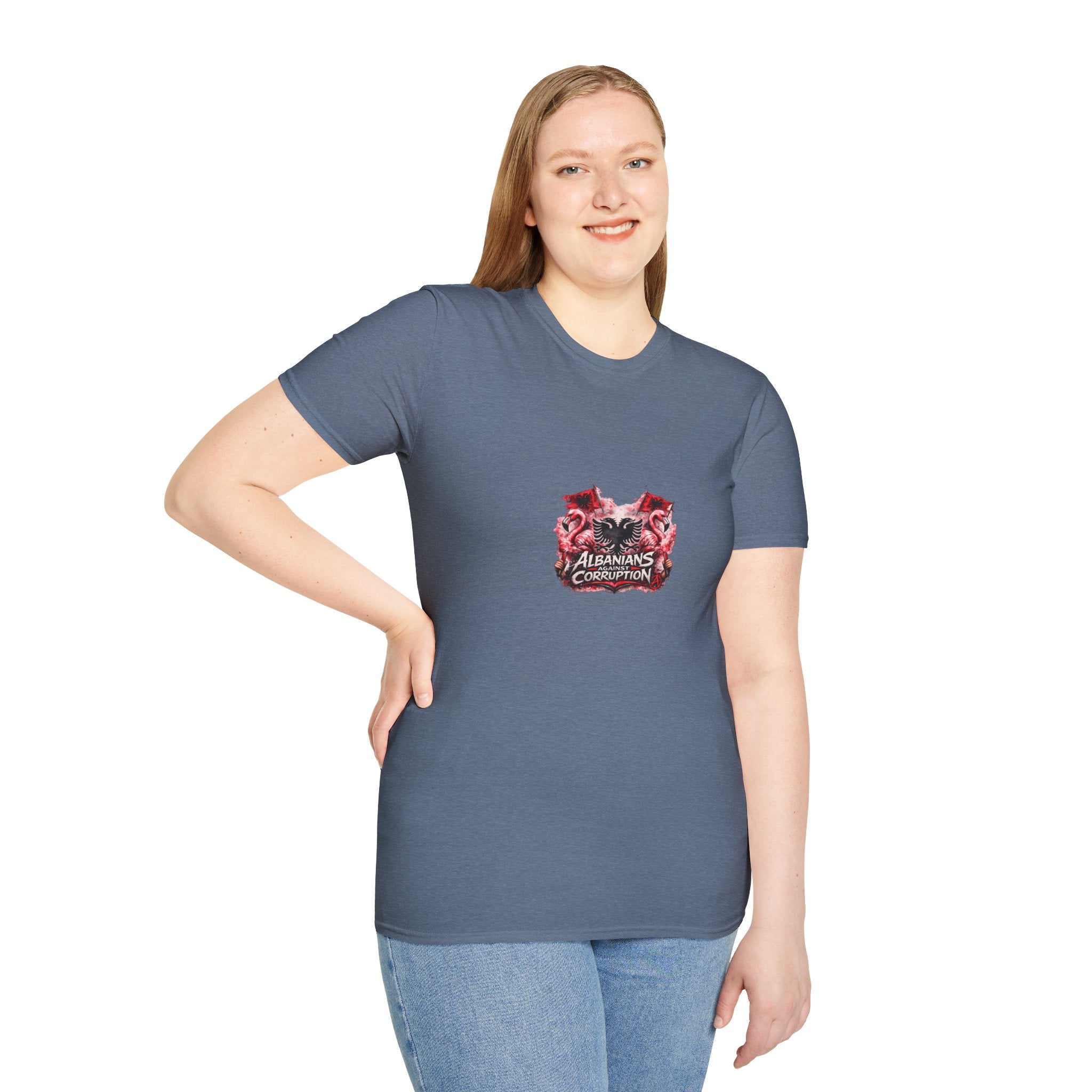 Unisex Softstyle T-Shirt - Albanians Against Corruption - Albanian Origins