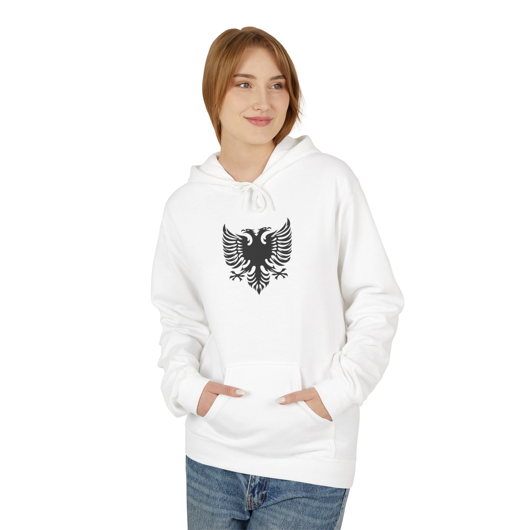 Unisex Midweight Softstyle Fleece Hoodie - Tribal Eagle Design - Albanian Origins