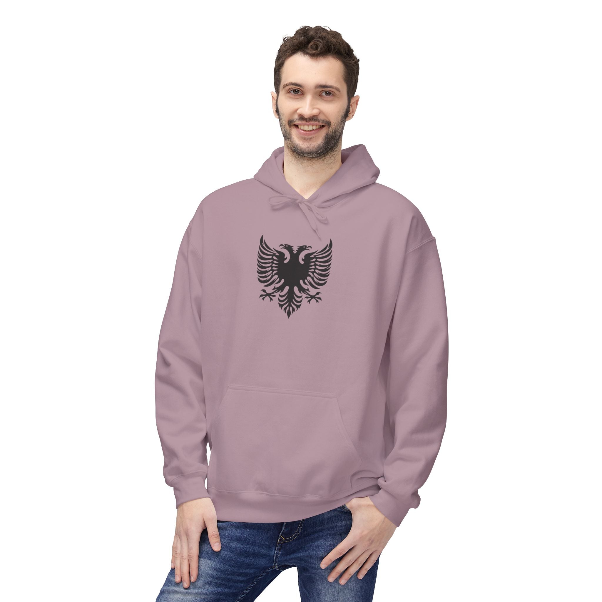 Unisex Midweight Softstyle Fleece Hoodie - Tribal Eagle  Design - Albanian Origins