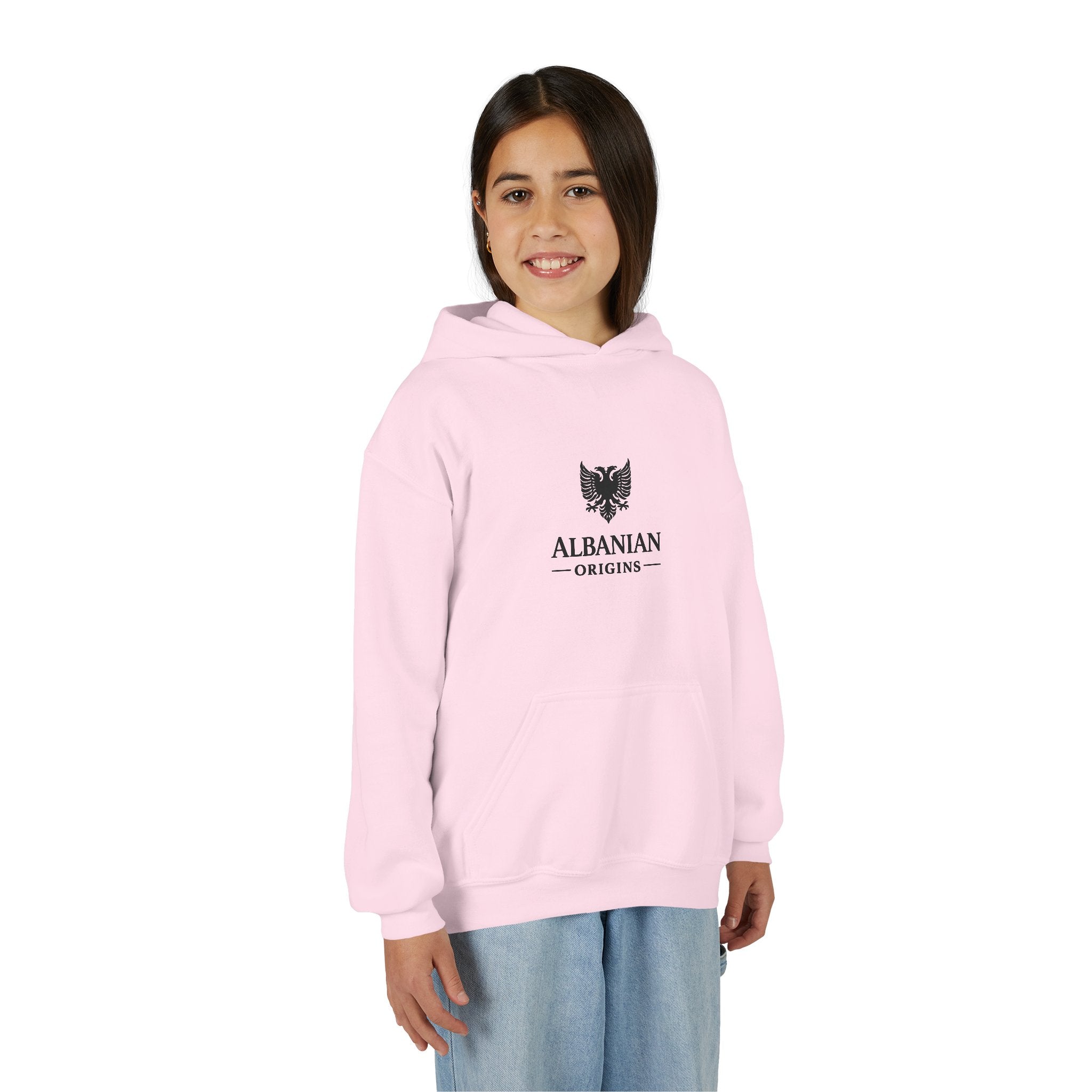 Youth Heavy Blend Hooded Sweatshirt - Albanian Origins Eagle