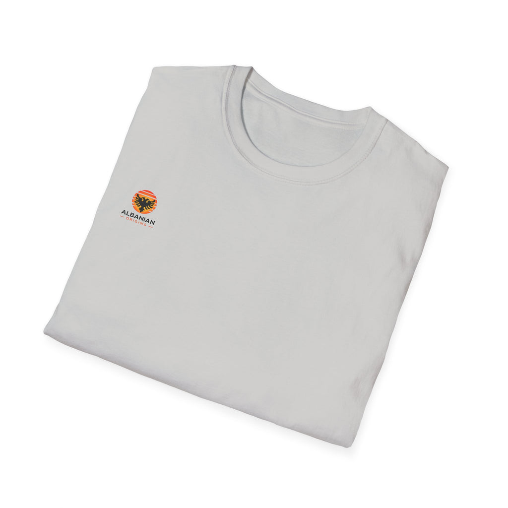 Unisex Softstyle T-Shirt - Small Albanian Origins Sun Logo