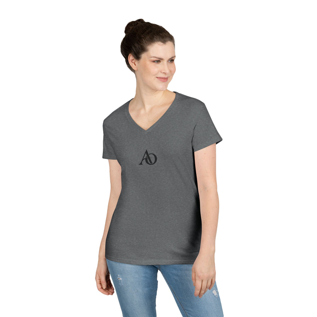 Ladies' V-Neck T-Shirt - AO Logo - Albanian Origins